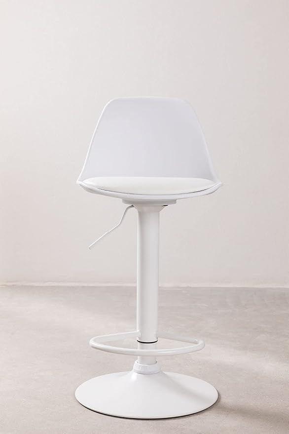 Pack 2 Pisos y sillas bar MKP Eames Base Blanca para Cocina o Bar Blanco-3