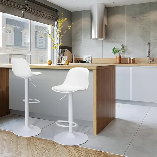 Pack 2 Pisos y sillas bar MKP Eames Base Blanca para Cocina o Bar Blanco-6