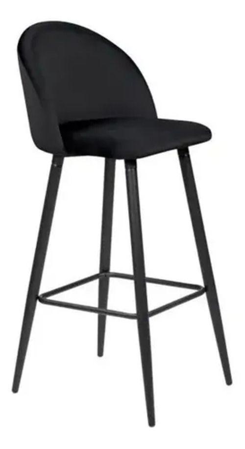 Piso de Bar Taburete Velvet 66cm Terciopelo Negro-2