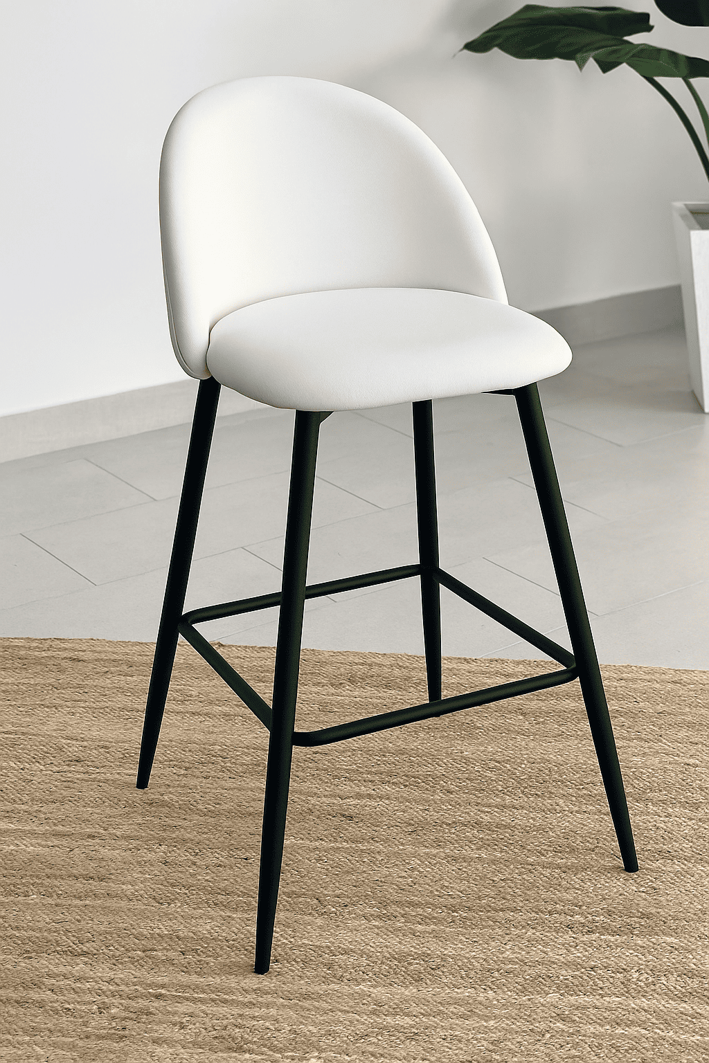 Pack 2 Pisos de Bar Taburete Velvet 66cm Terciopelo Blancos-3