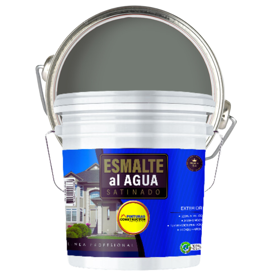 Esmalte Al Agua Satinado Gris Galon 4lts-1