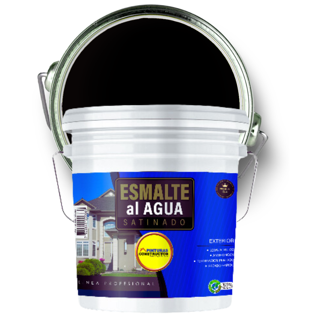 Esmalte Al Agua Satinado Negro Tineta 20Lts-1
