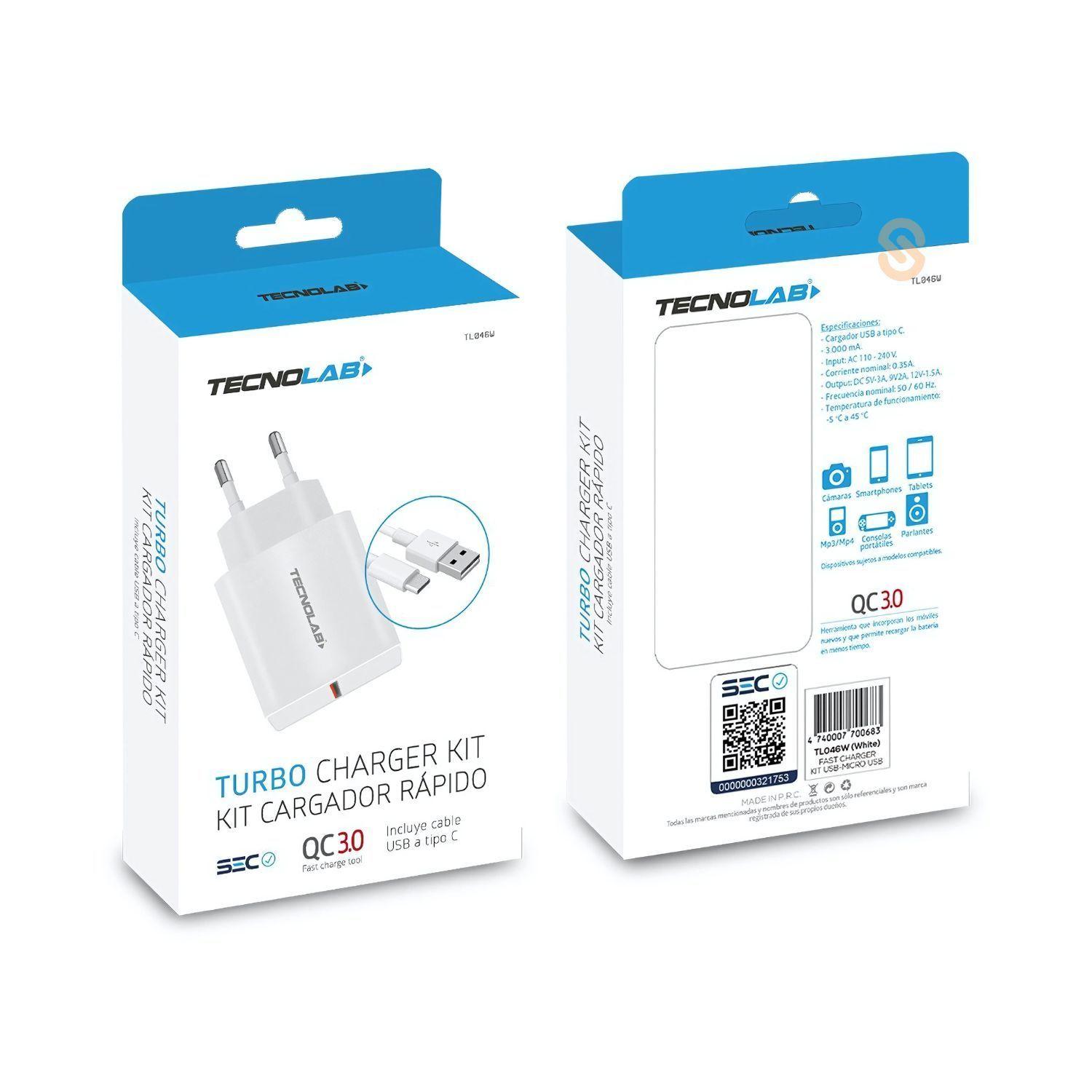 Cargador Rápido Qc 3.0 + Cable Type C 1m Colores - SC-2