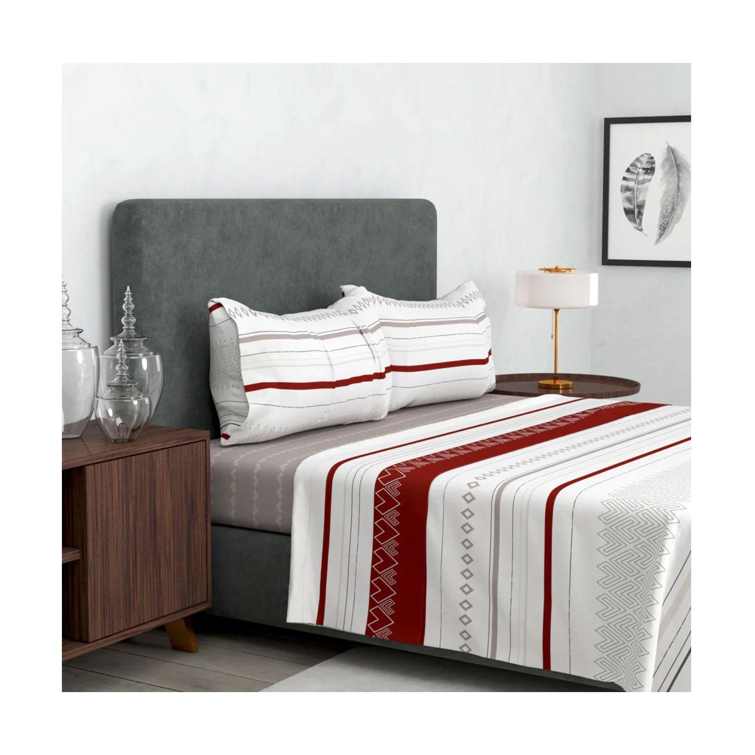 Sábanas Estampadas 144 Hilos 1 Plaza Rojo - Shopyclick-0