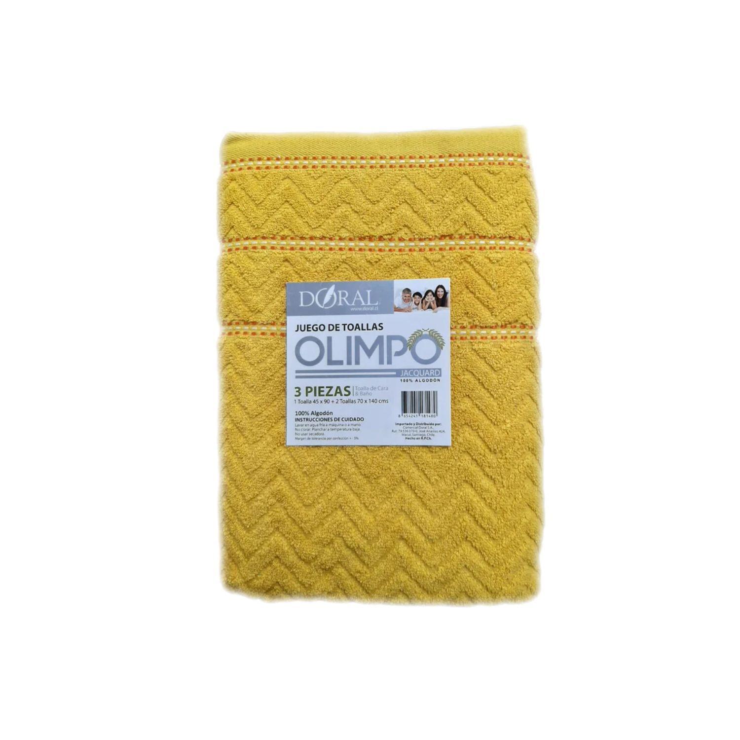 Juego Toallas 3 Piezas Jacquard Olimpo Amarillo - Shopyclick-0