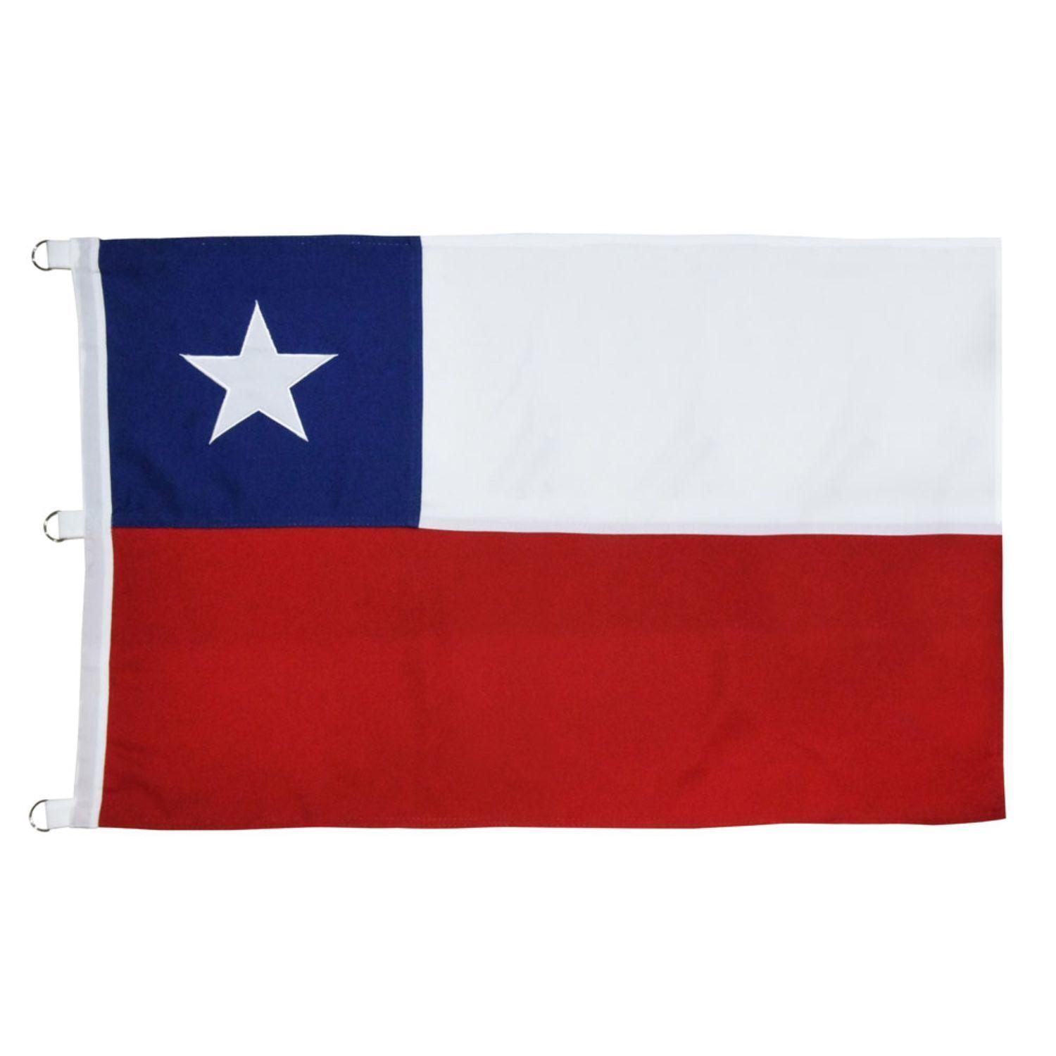 Bandera Chilena Con Estrella Bordada Medida 120x180cm - SC-0