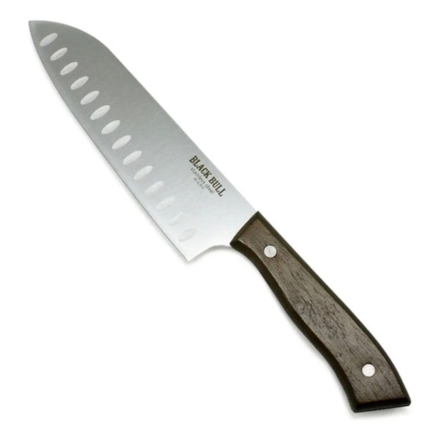 Cuchillo Santoku 7 Pulgadas Black Bull Mango Madera Acacia - SC-0