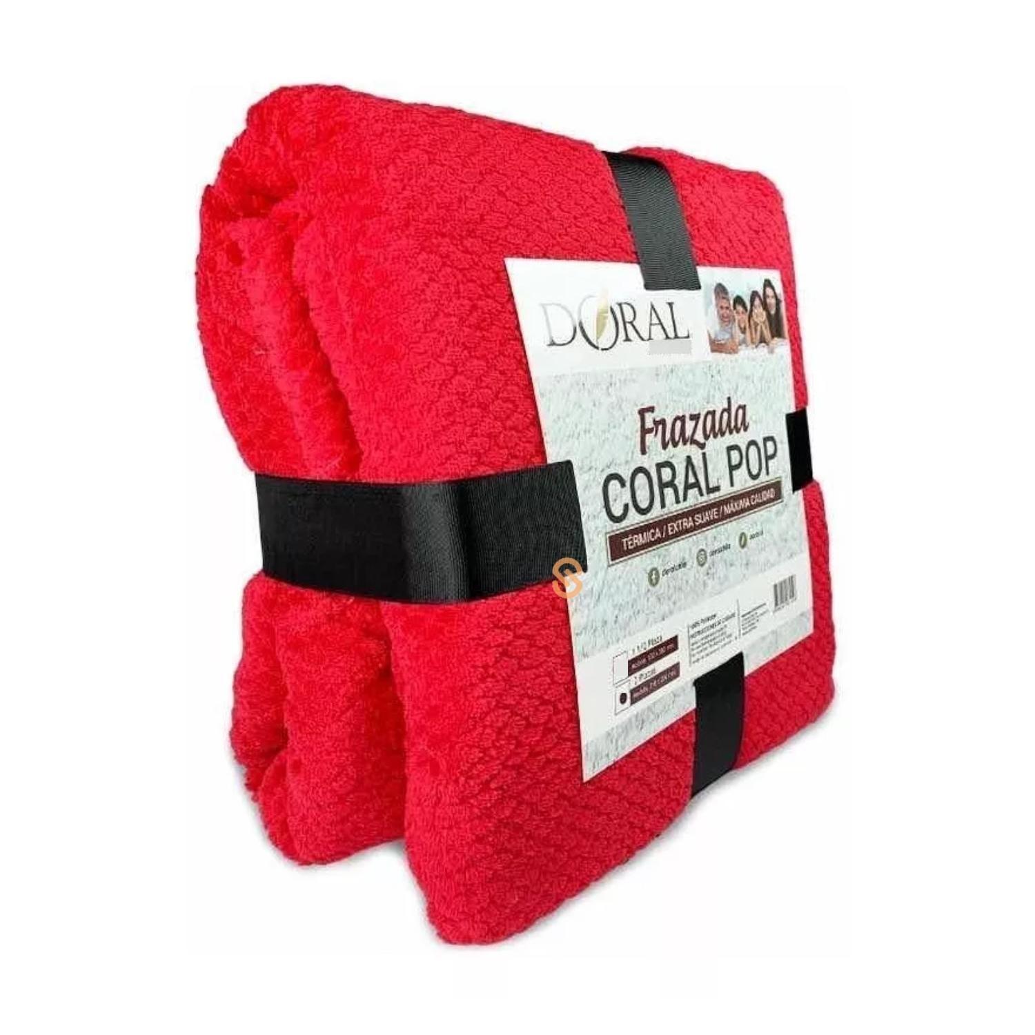 Frazada Coral Pop 2 Plazas Color Rojo Doral - Shopyclick-0