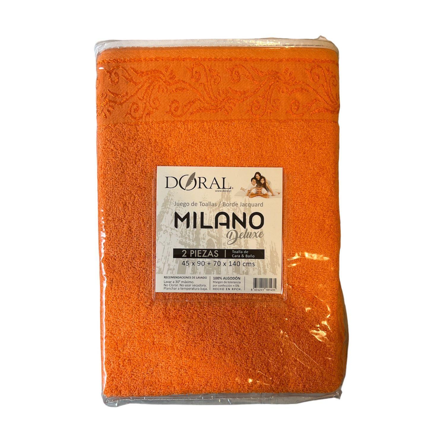 Juego Toallas 2 Piezas Borde Jacquard Naranja-0