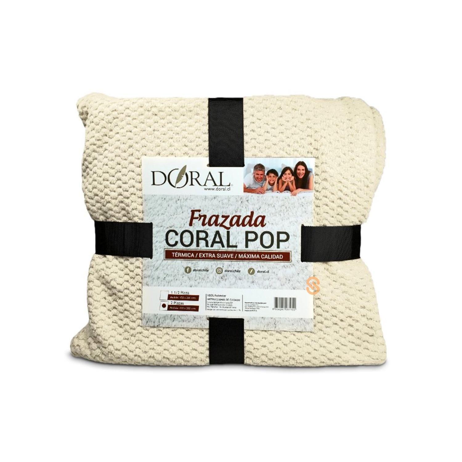 Frazada Coral Pop 2 Plazas Color Beige Doral - Shopyclick-0