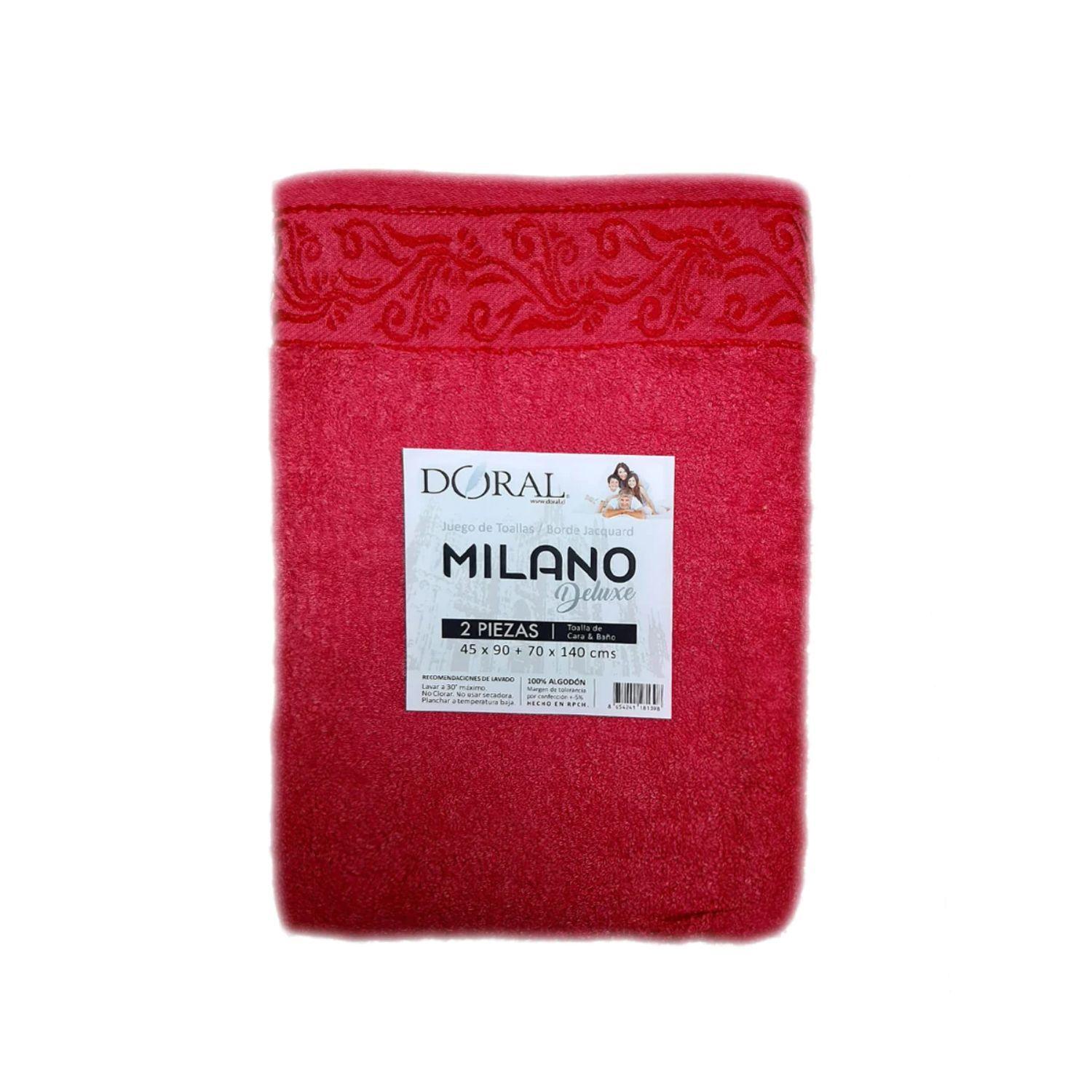 Juego Toallas 2 Piezas Borde Jacquard Rojo - Shopyclick-0