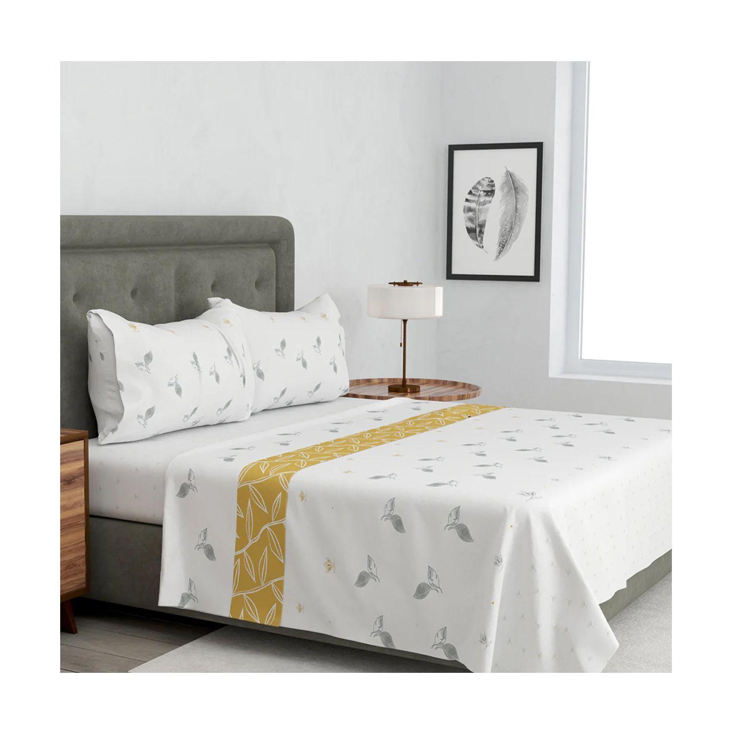 Sábanas Estampadas 144 Hilos 1 Plaza Amarillo - Shopyclick-0