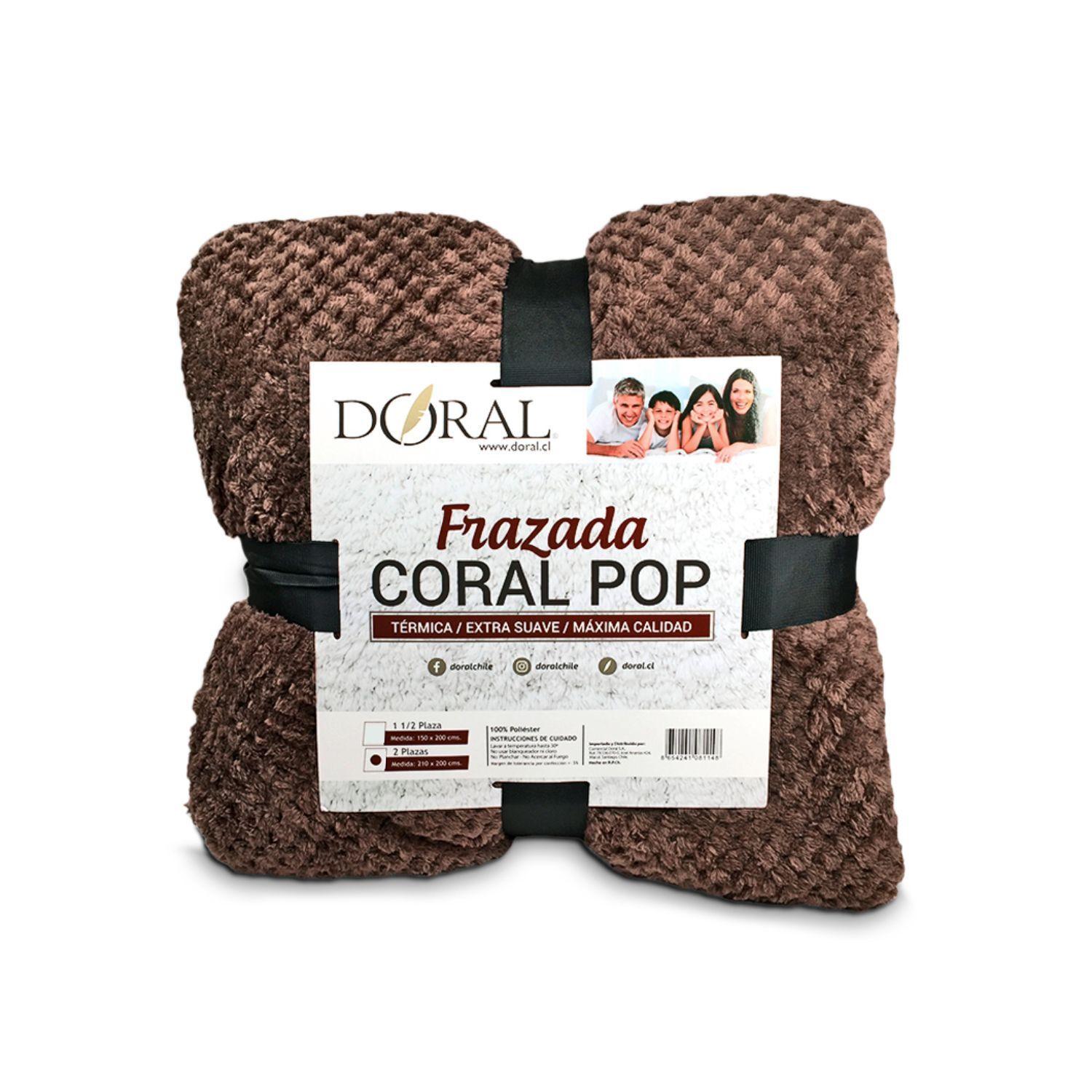 Frazada Coral Pop 2 Plazas Tonos Café Doral - Shopyclick-0