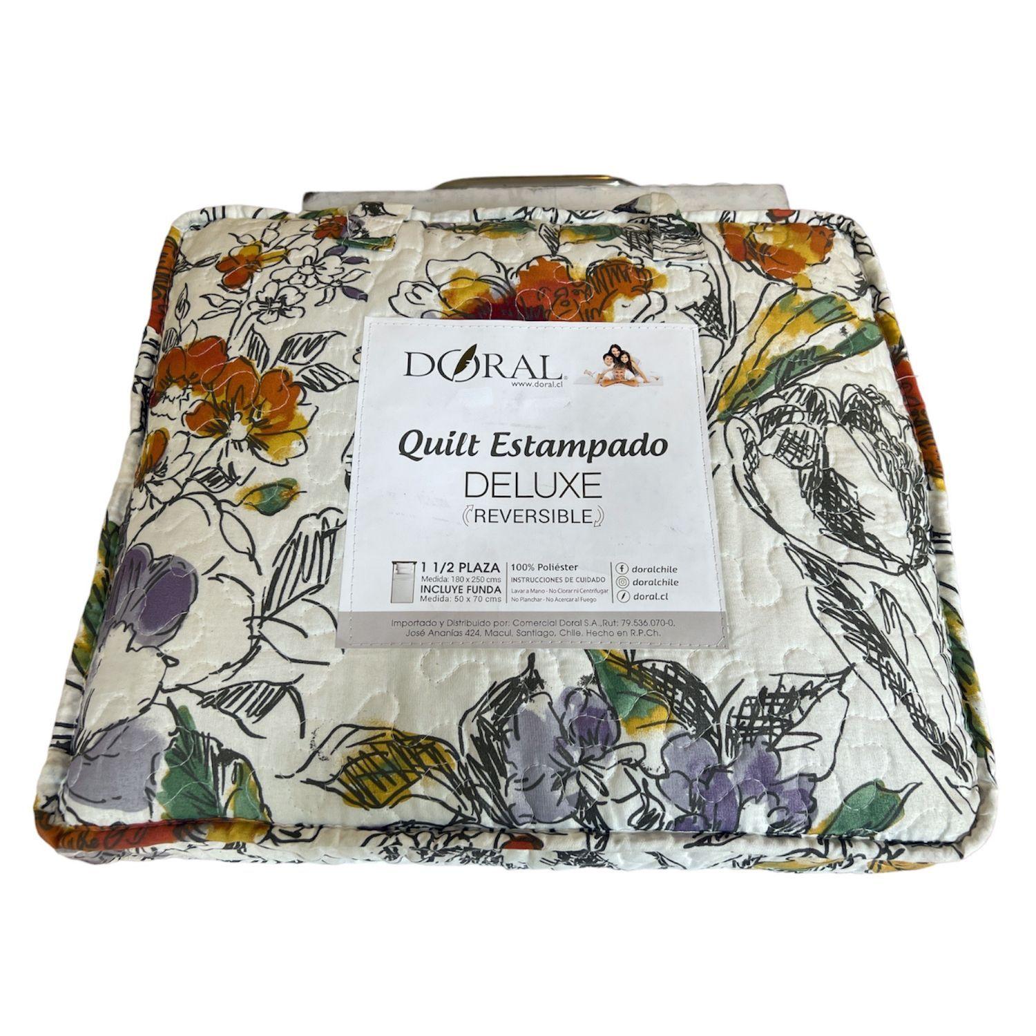 Quilt Estampado Diseño Floral Deluxe 1.5 Plazas - Shopyclick-0