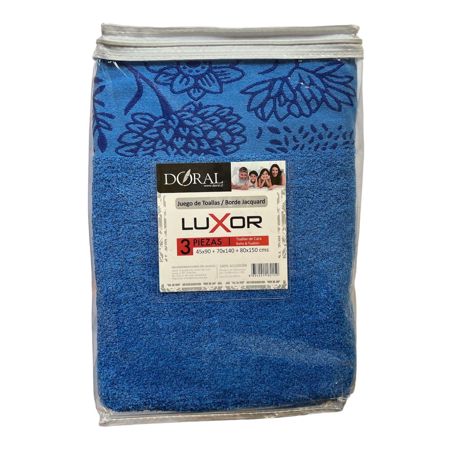 Juego De Toallas 3 Piezas Azul Luxor Doral - Shopyclick-0