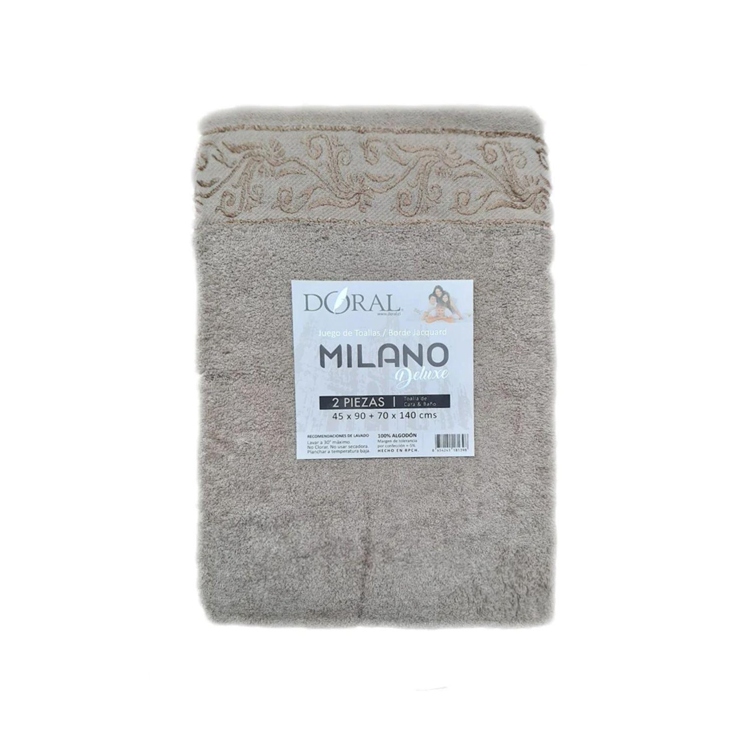 Juego Toallas 2 Piezas Borde Jacquard Beige - Shopyclick-0
