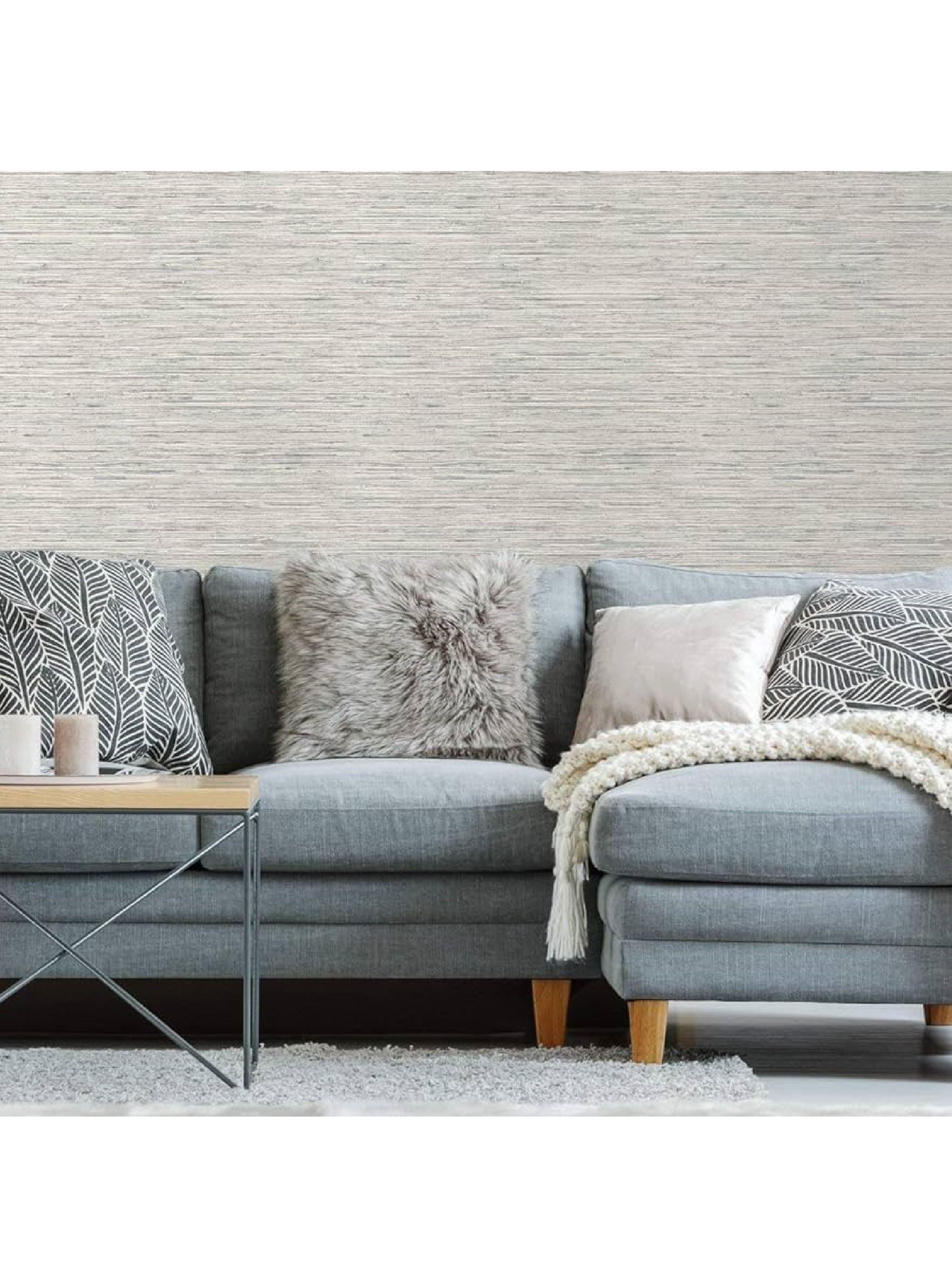 Roommates PVC Autoadhesivo Faux Grasscloth Light Grey (B6767637)-5