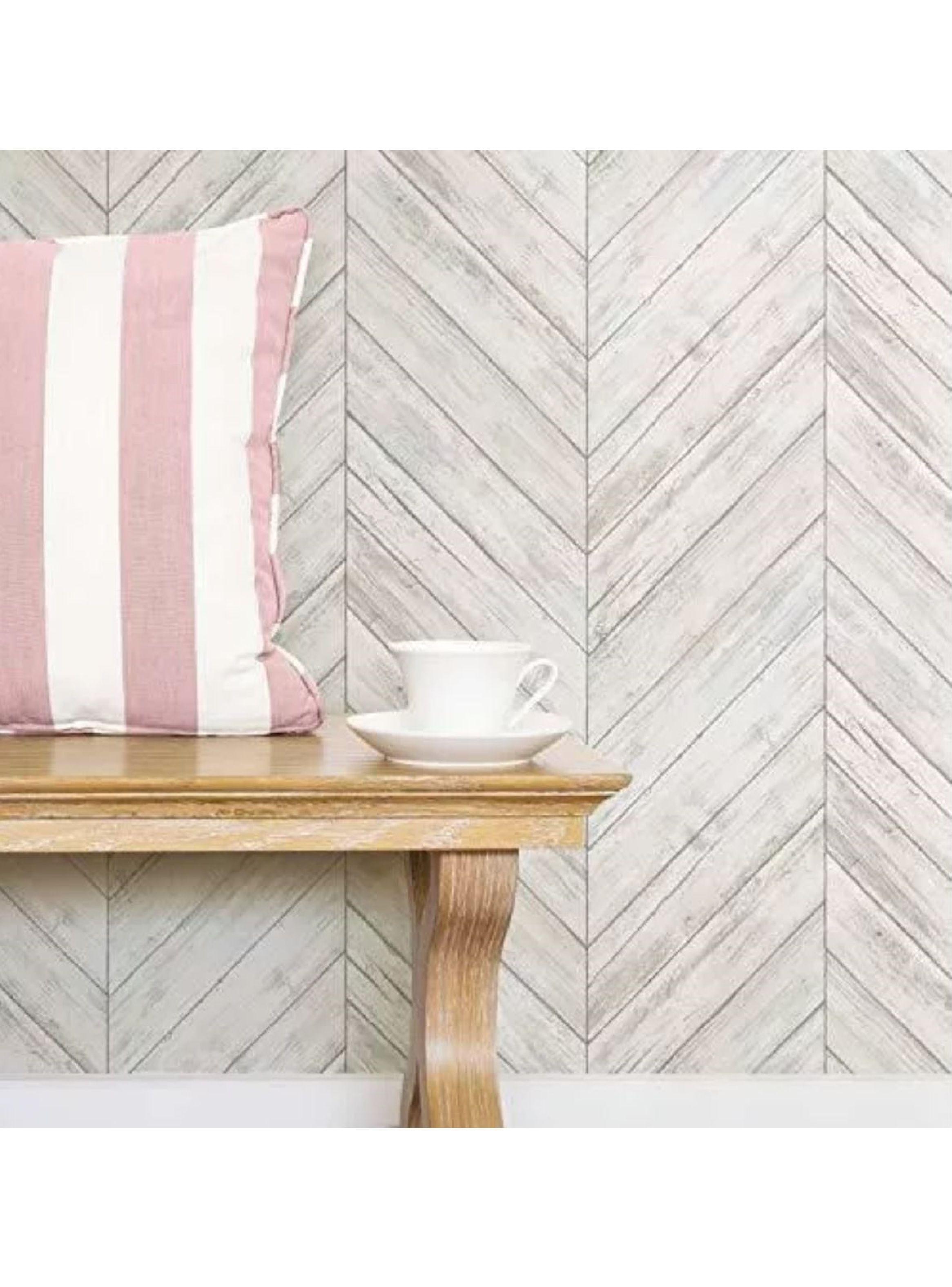 Roommates PVC Autoadhesivo Herringbone Wood Boards White (B6733752)-0