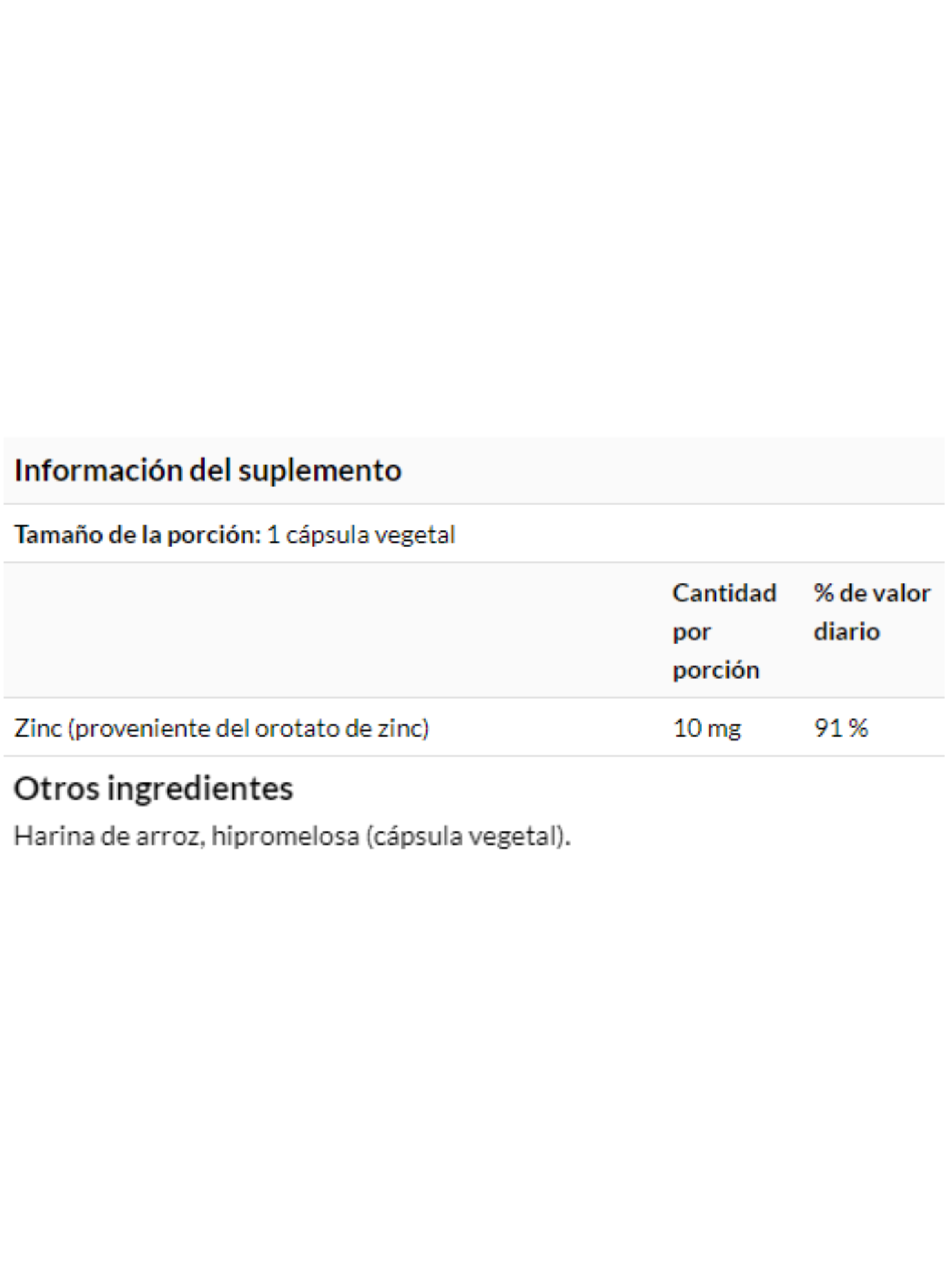 Orotato de Zinc 10 mg 60 cápsulas vegetales, Mejora la absorción de minerales en el cuerpo-1