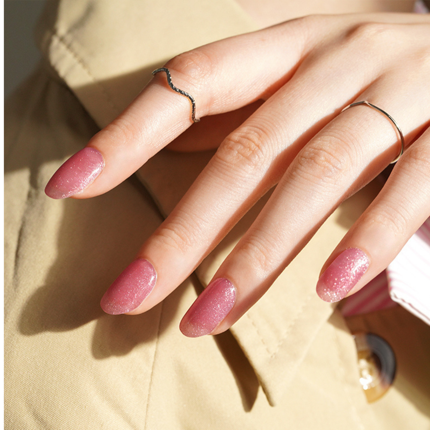 Uñas Gel Semicurado, Sticker Lampara Uv, Rosado Con Brillos-5