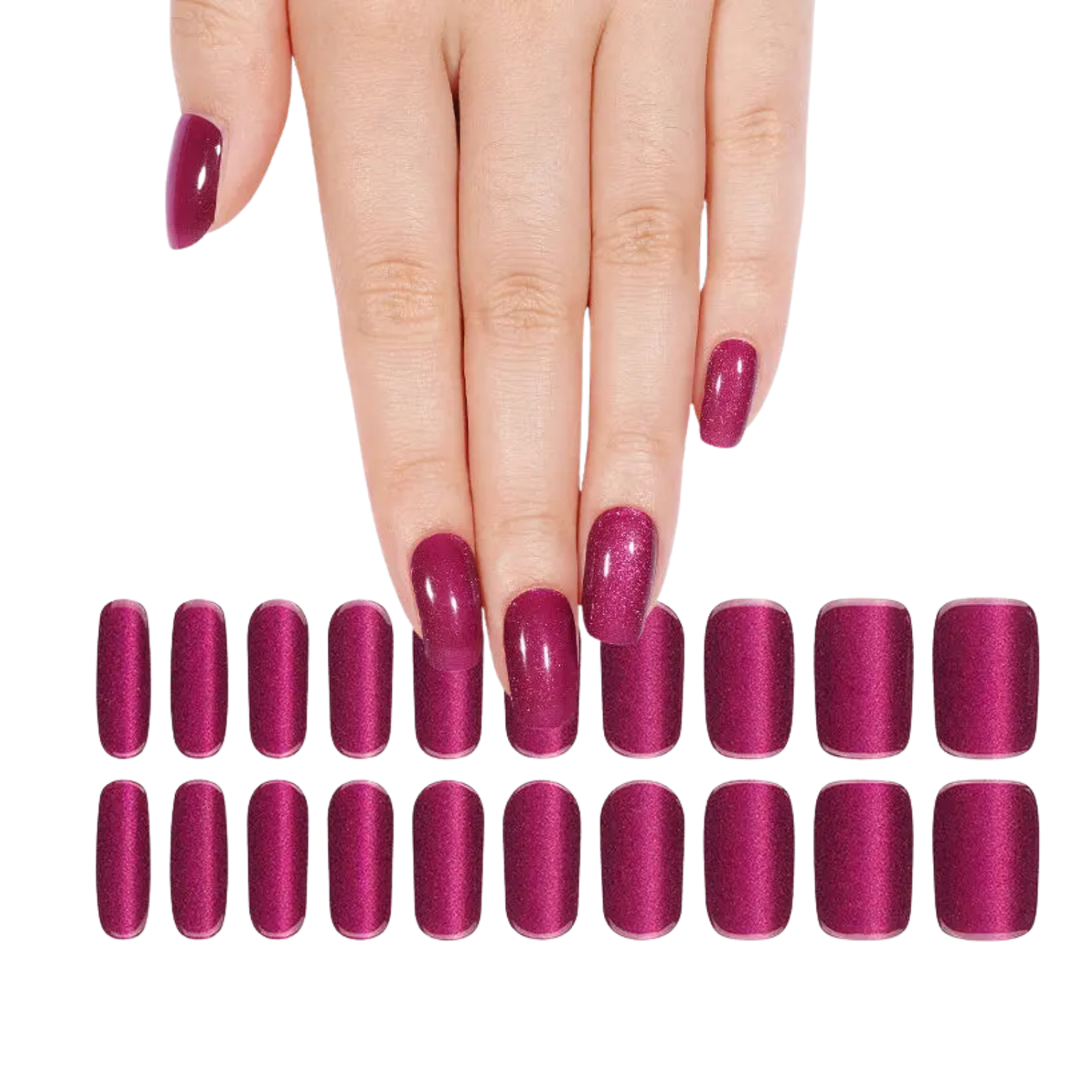 Uñas Gel Semi Curado Manicure - Burdeo Metalizado-3