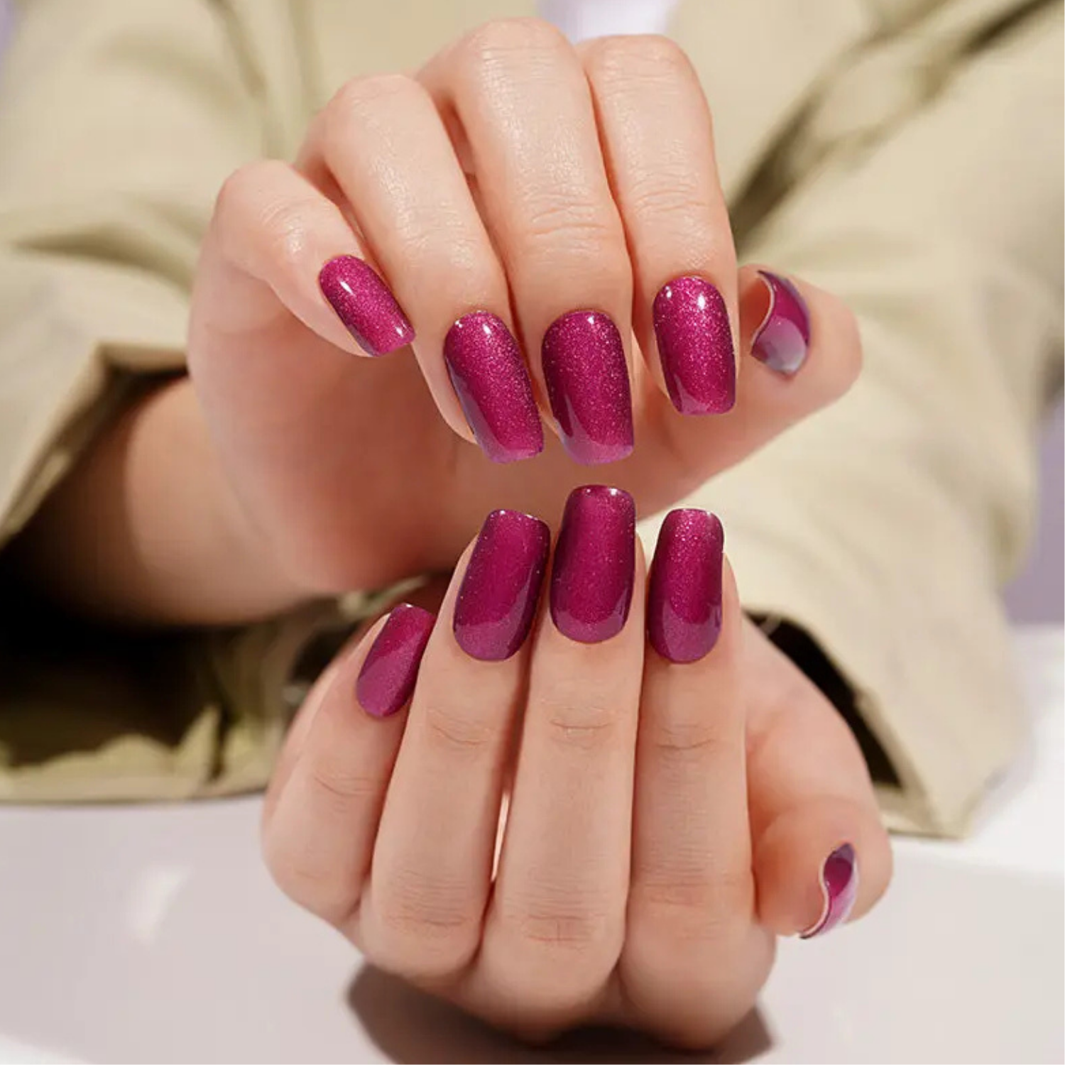 Uñas Gel Semi Curado Manicure - Burdeo Metalizado-4