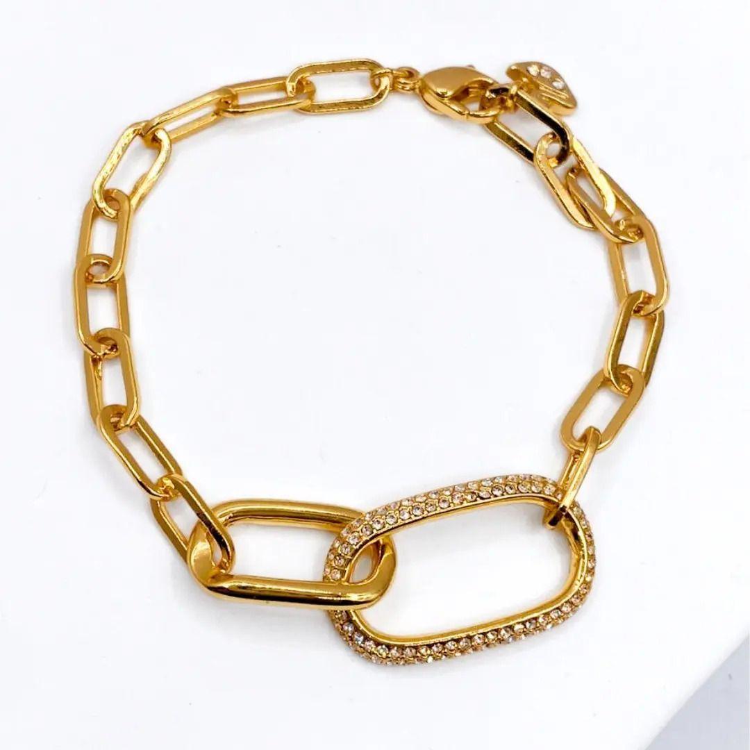Pulsera Sw Eslabones Infinito Circón Pavé, Enchapado Oro 18k Dorado 5 Cm 18 Cm-0
