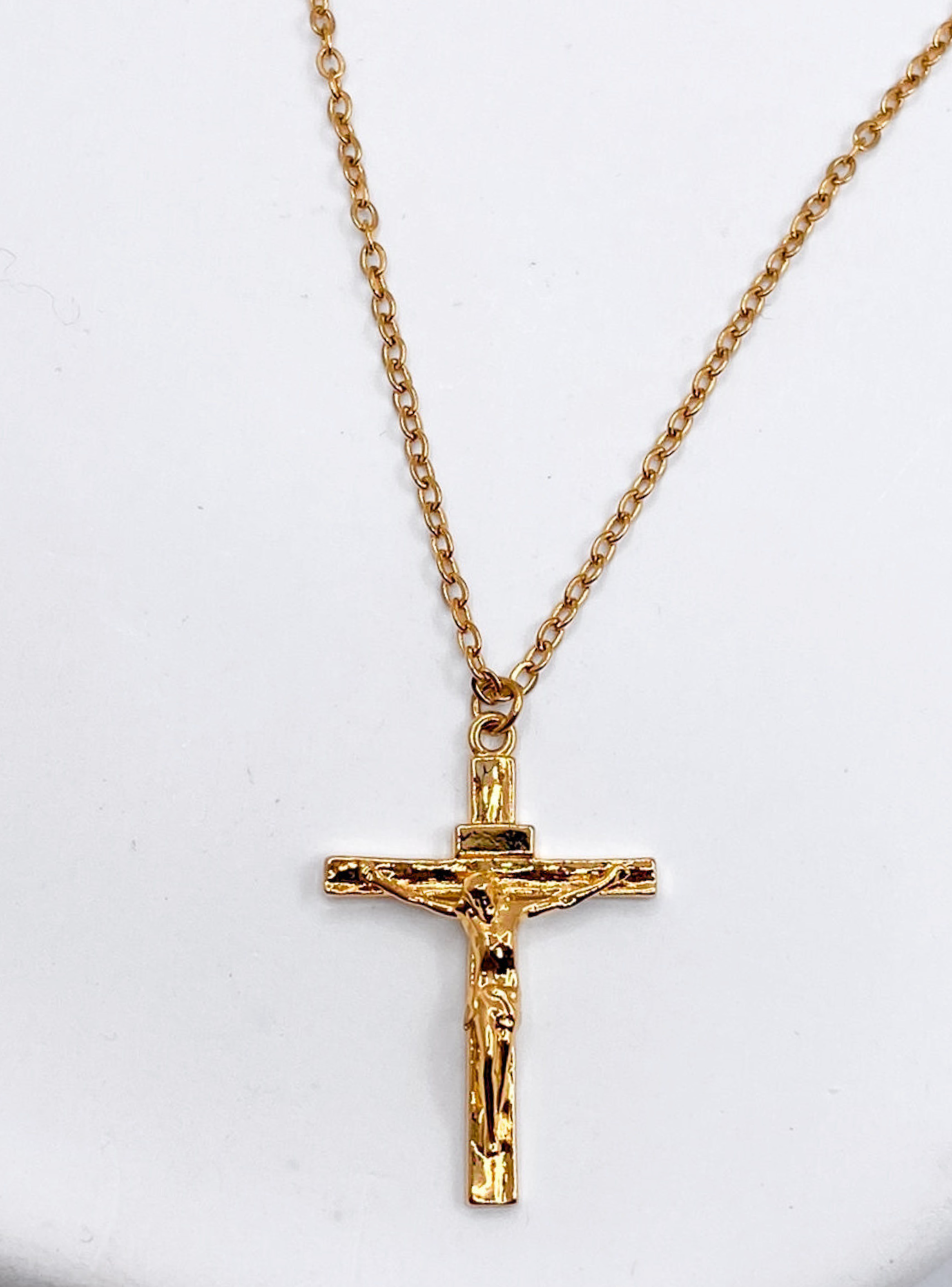 Collar Dorado Jesús en la Cruz, Acero Inoxidable, Religión-3