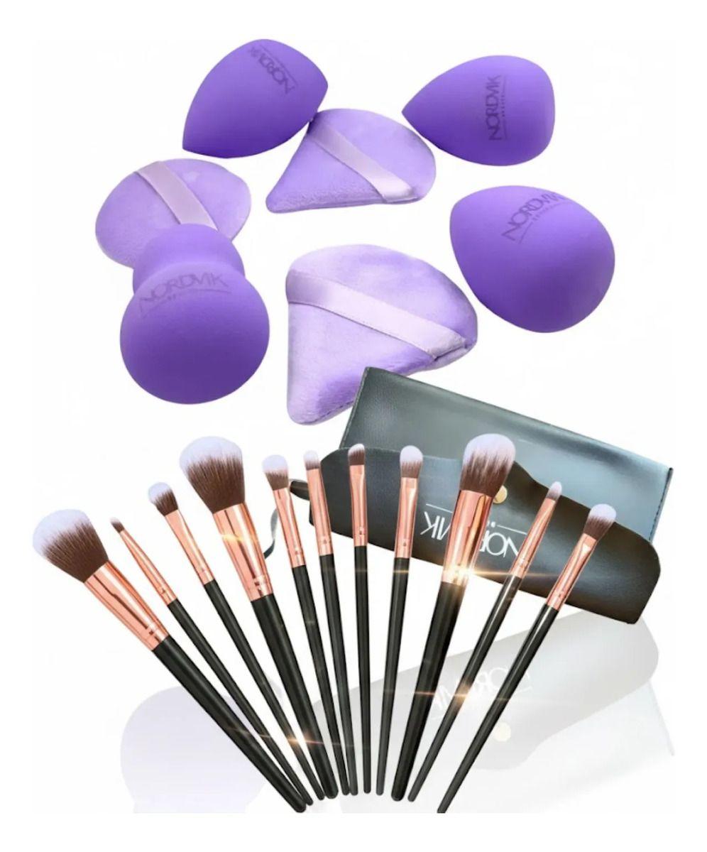 Pack Maquillaje Premiun 10 Brochas Y Beauty Blender Esponjas-0