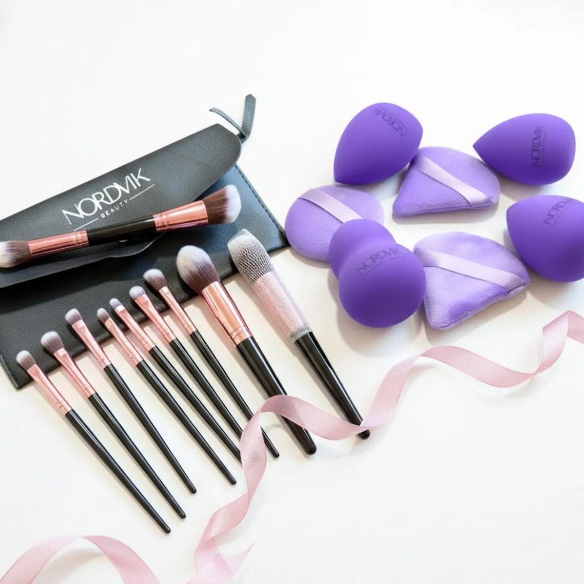 Pack Maquillaje Premiun 10 Brochas Y Beauty Blender Esponjas-2