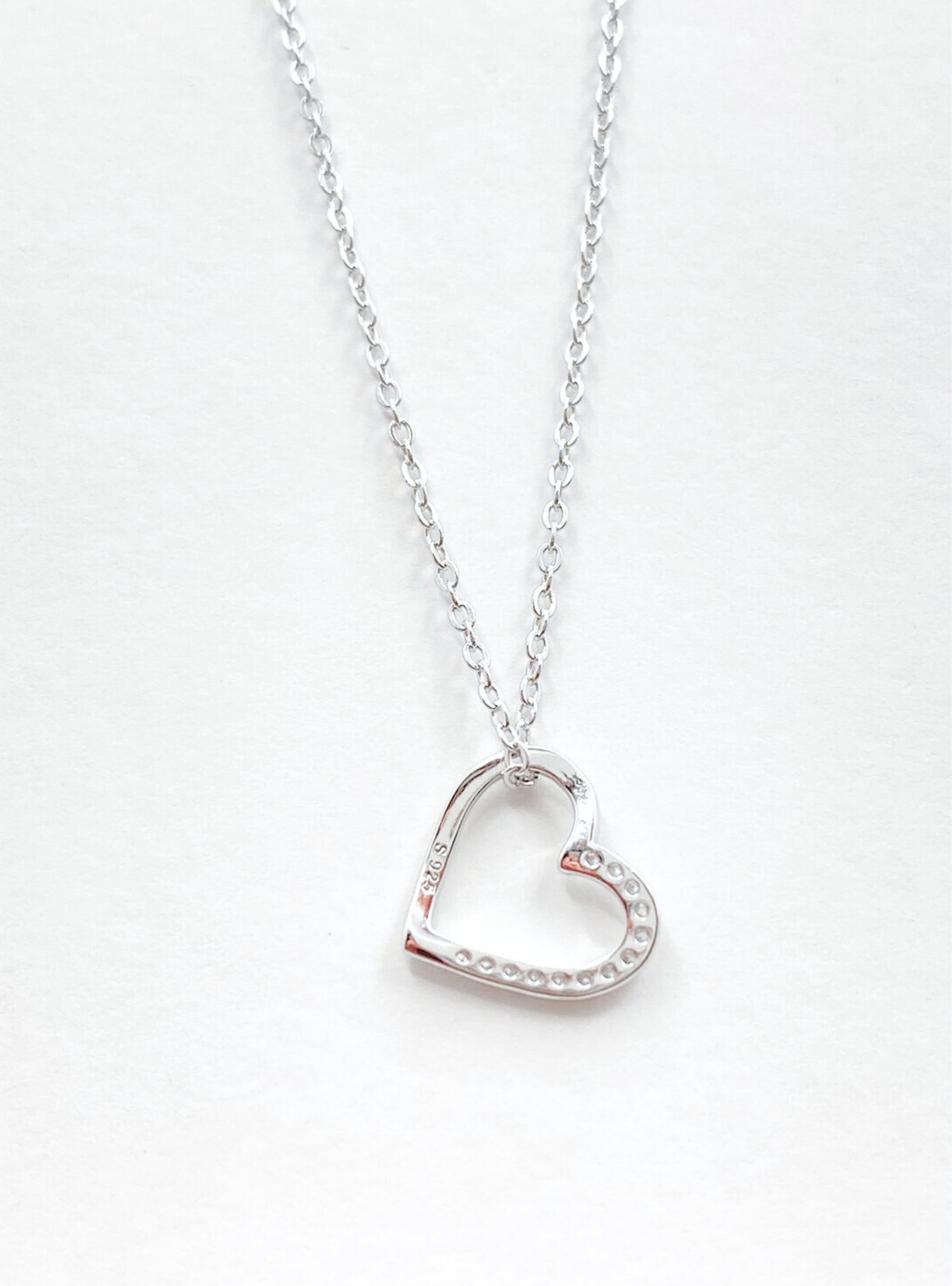 Collar Corazón con Circonita en Plata 925 y Chapado en Platino -4