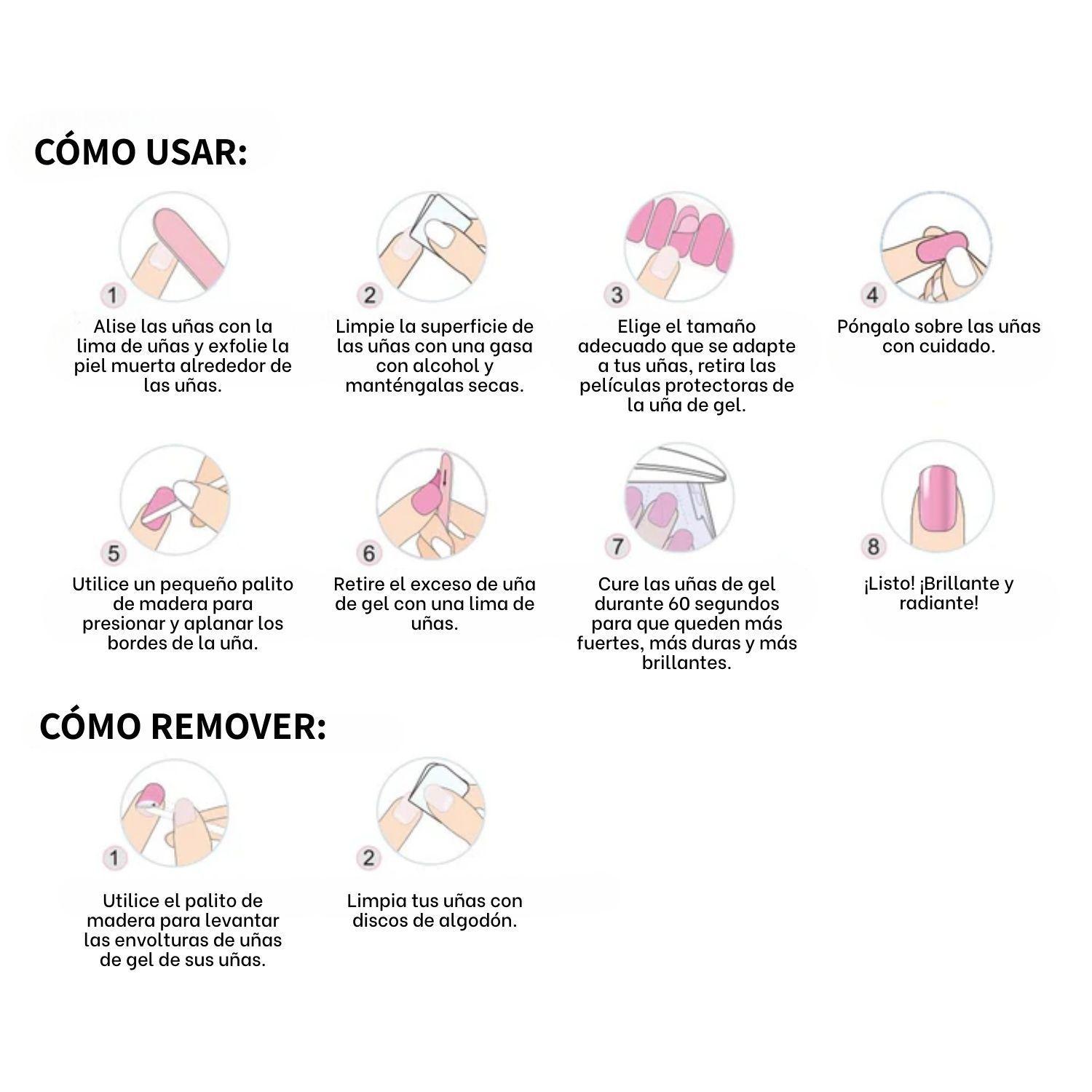 Uñas Gel Semi Curado Manicure - Corazones Rosados-7