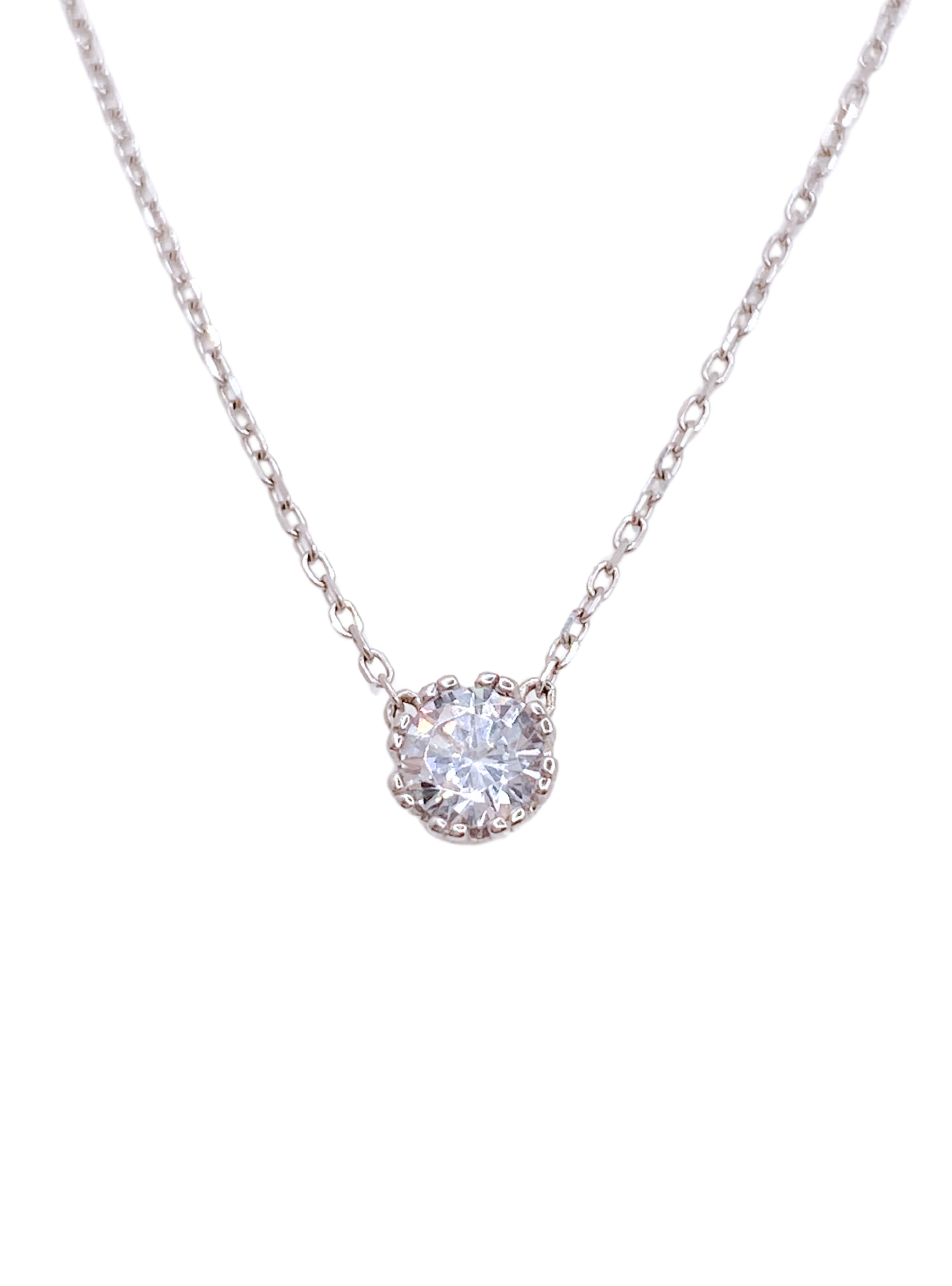 Collar Punto de Luz Geométrico con Circonio Blanco en Plata 925-0