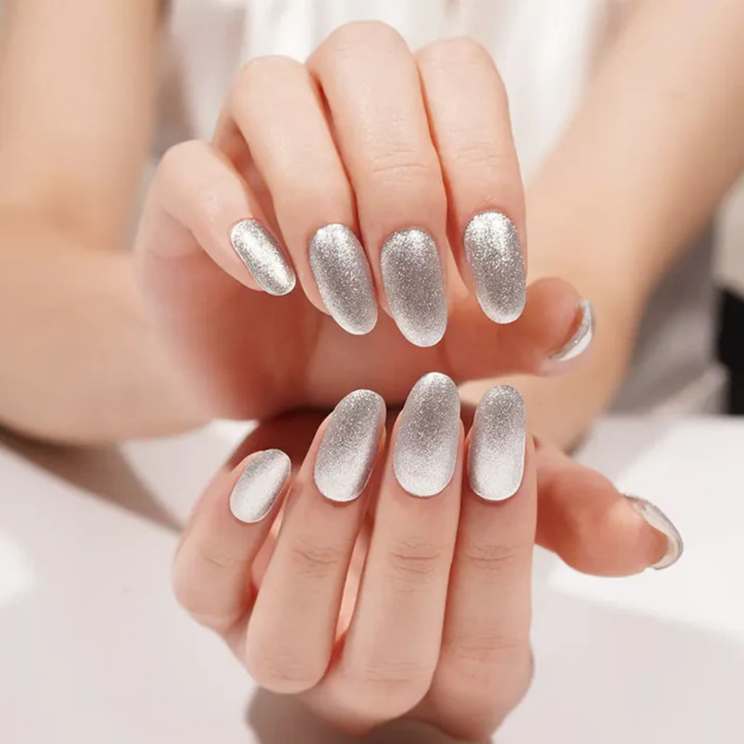 Uñas Gel Semi Curado Manicure - Plateadas Metalizadas-5