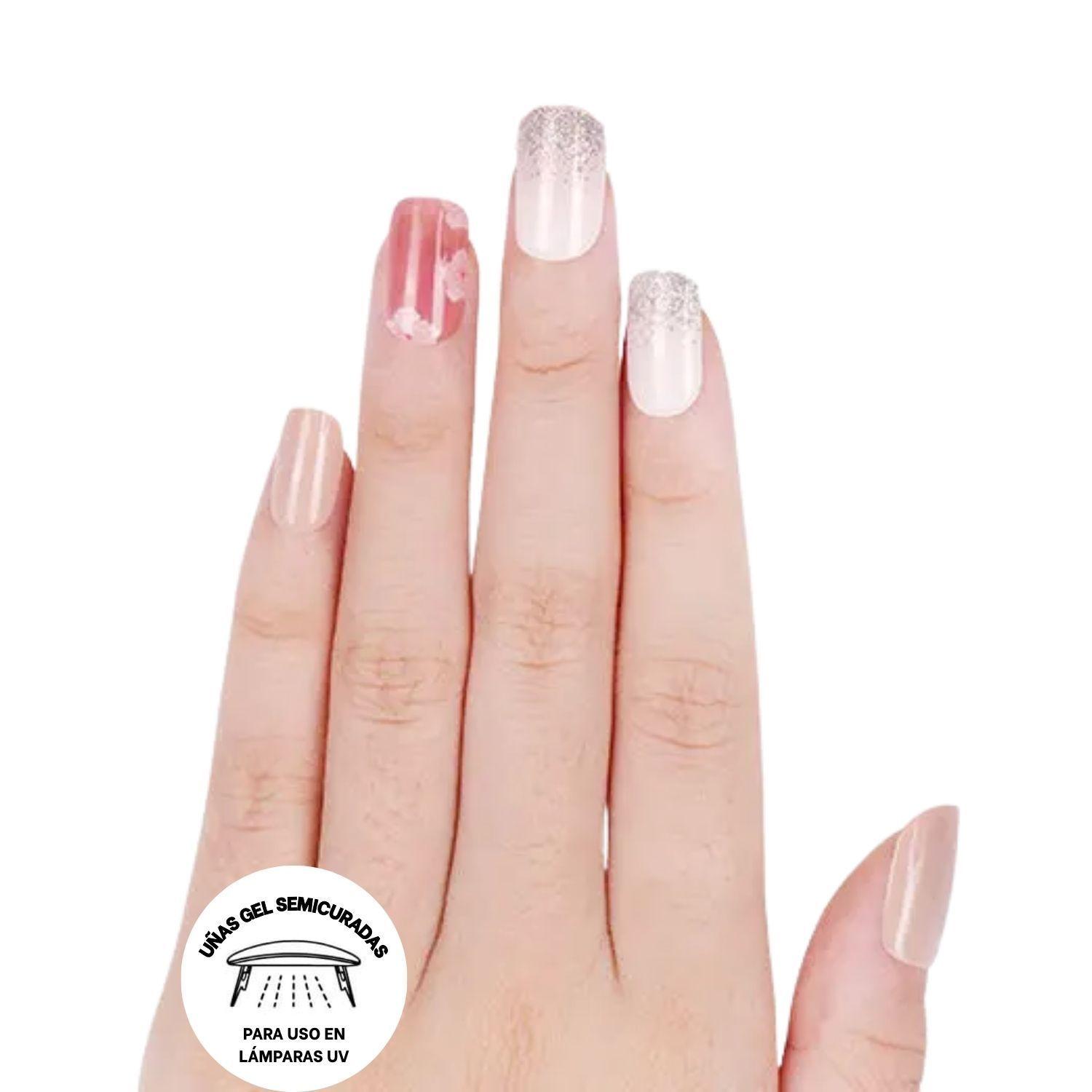 Uñas Gel Semi Curado Manicure - Flores Cherry Blossom-2