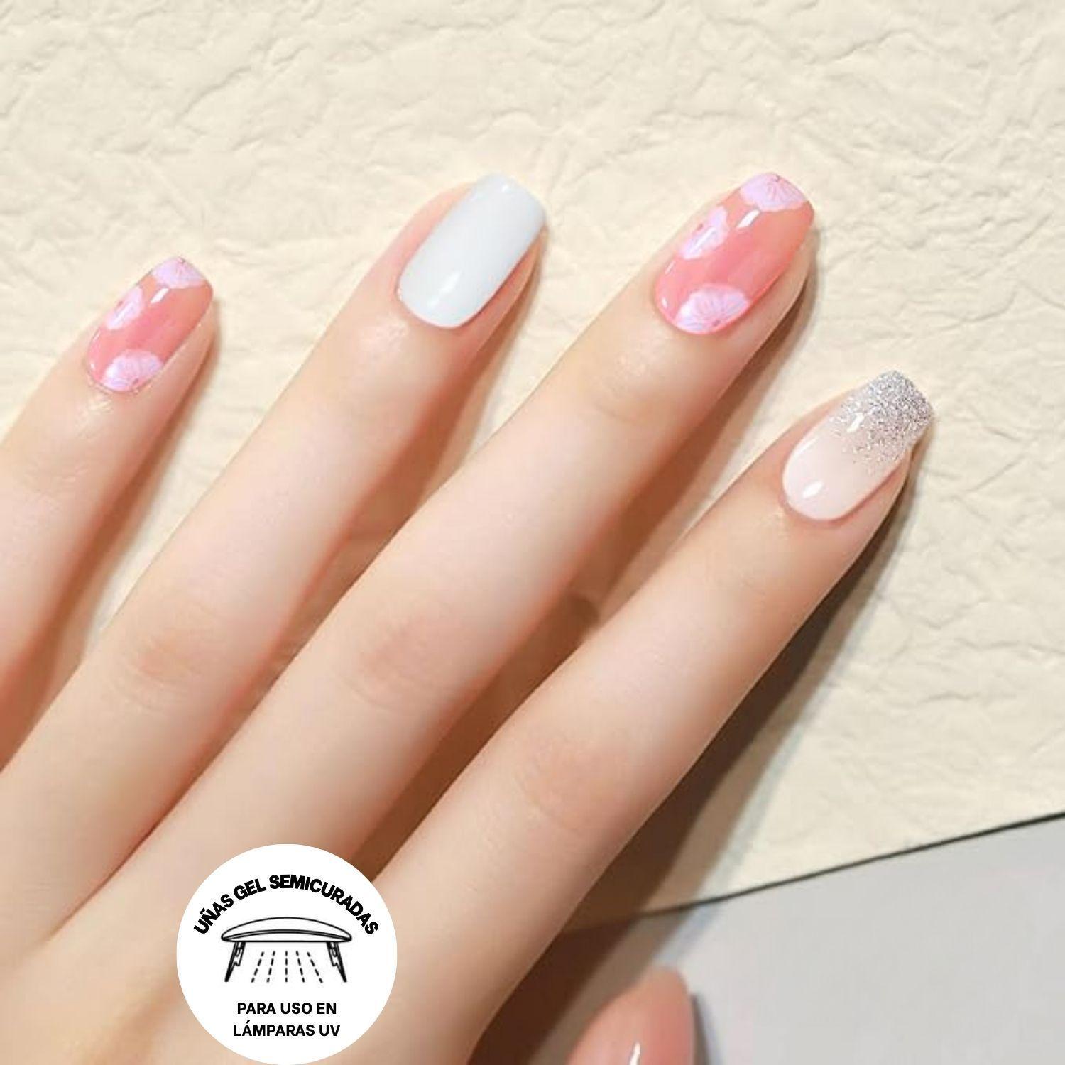 Uñas Gel Semi Curado Manicure - Flores Cherry Blossom-4