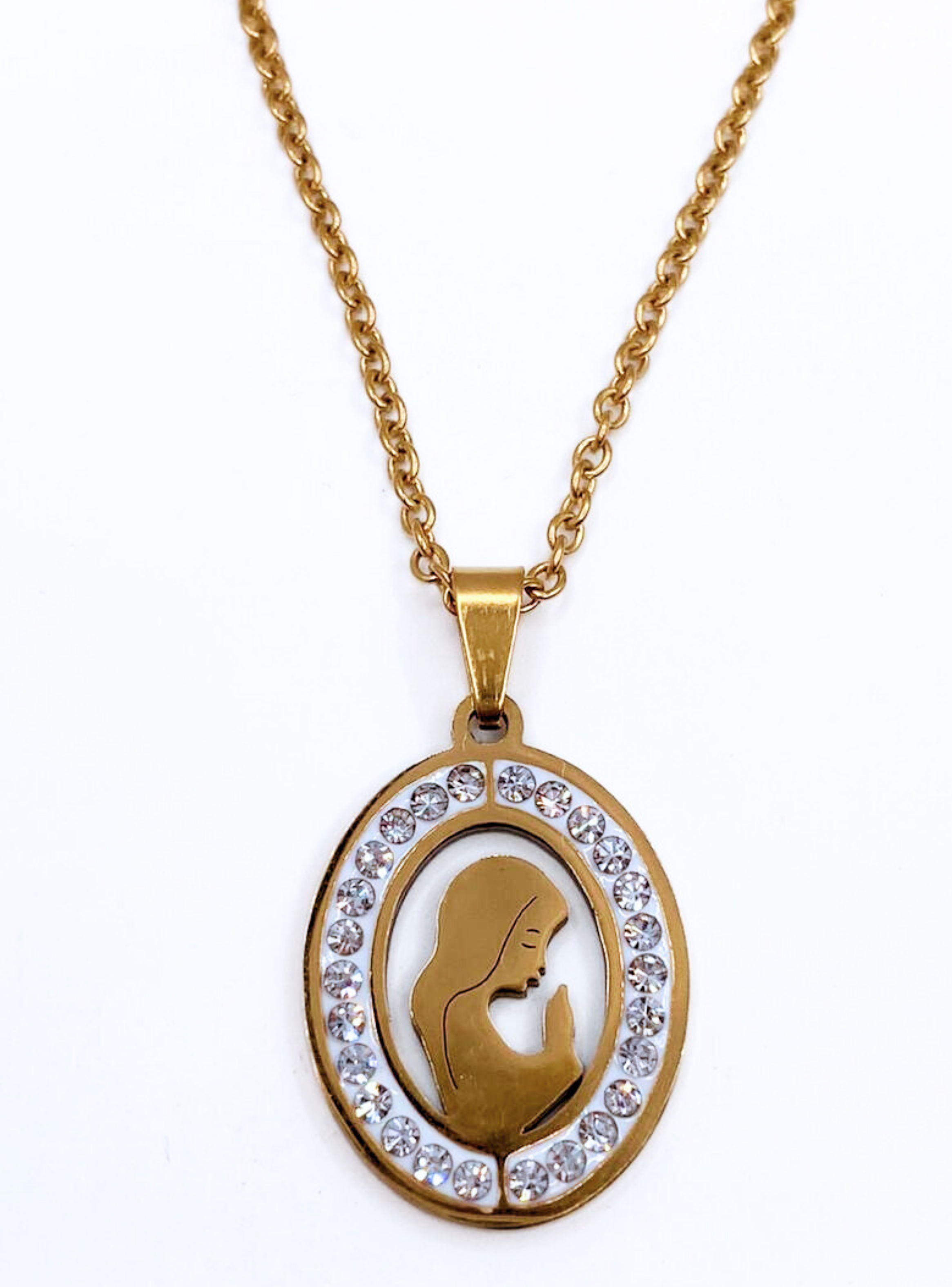 Collar Virgen María en Acero Inoxidable, Regalo Primera Comunión-3