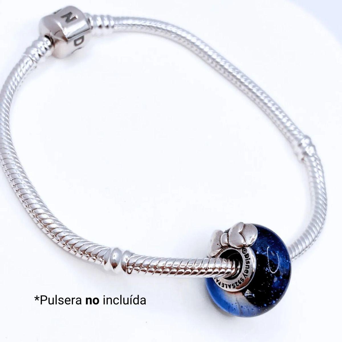 Dije Charm Charm Mickey & Minnie Vidrio Murano, Plata 925 Plateado-1