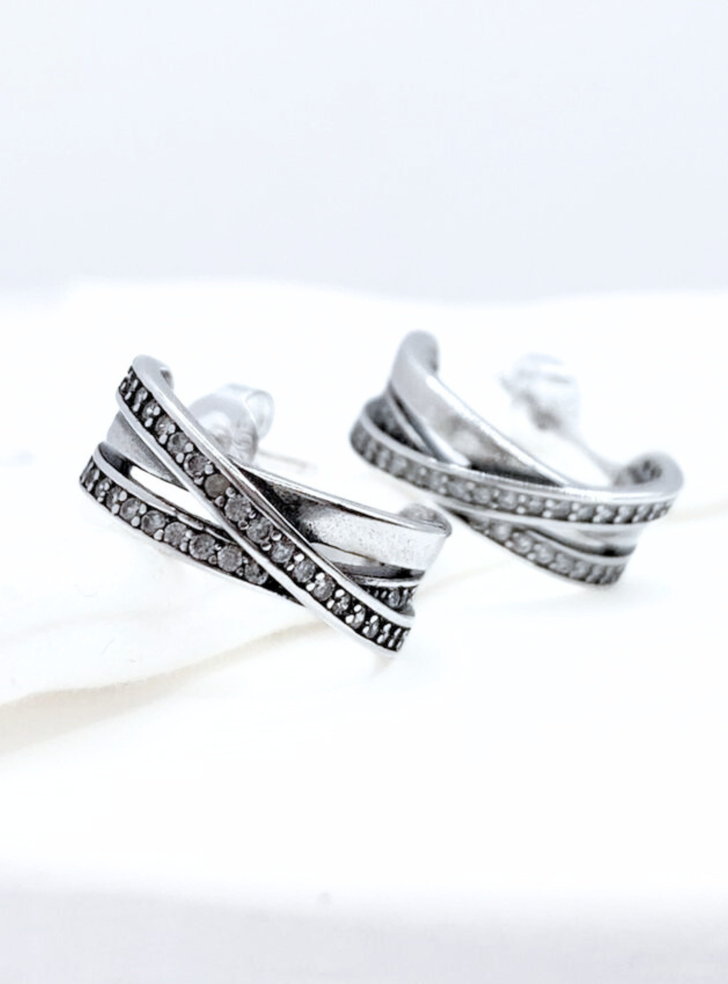 Aros Triple Argolla, Circonitas Blancas, Plata 925-4