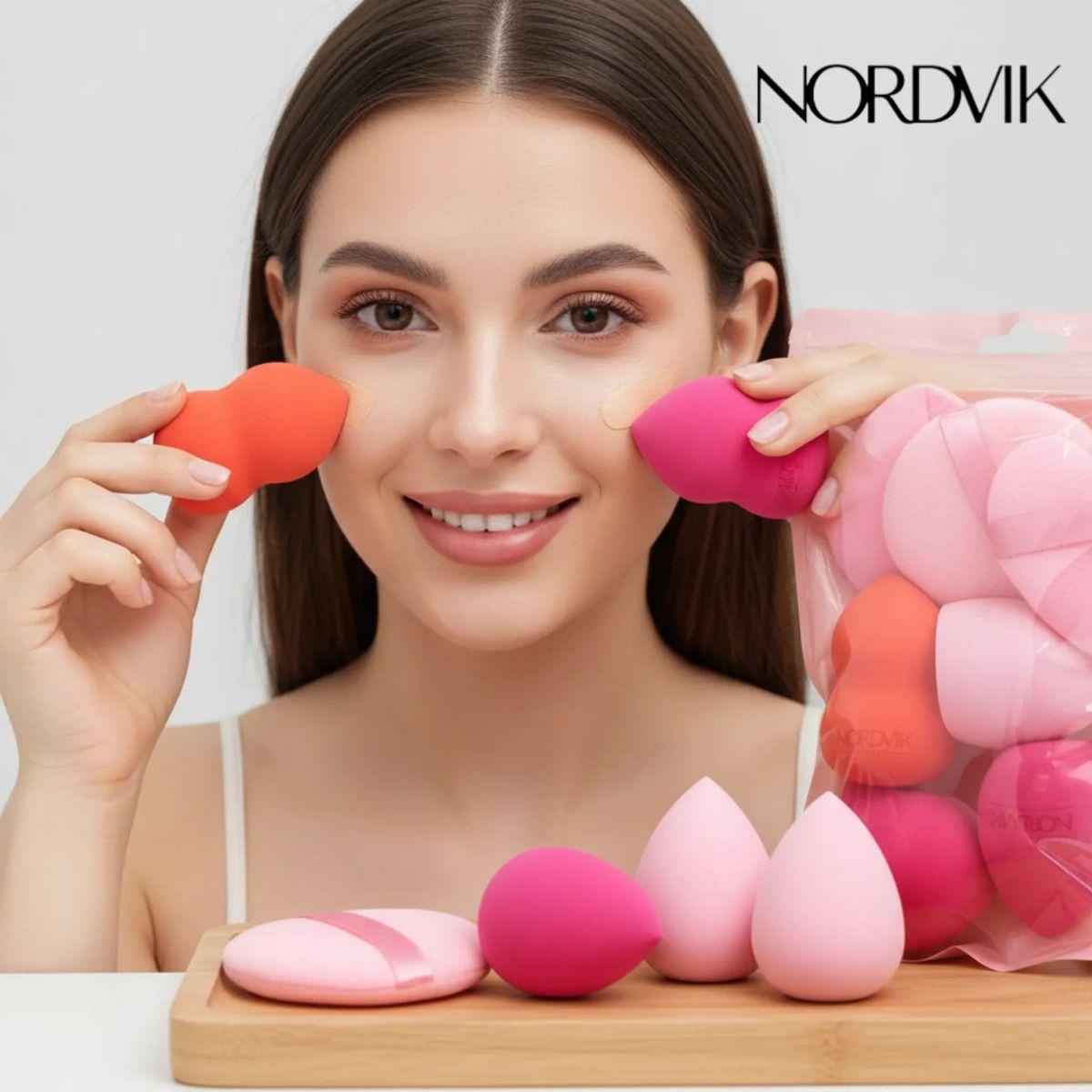 Set Esponjas De Maquillaje Nordvik Beauty Blender Rosa Chicle Mediana-2