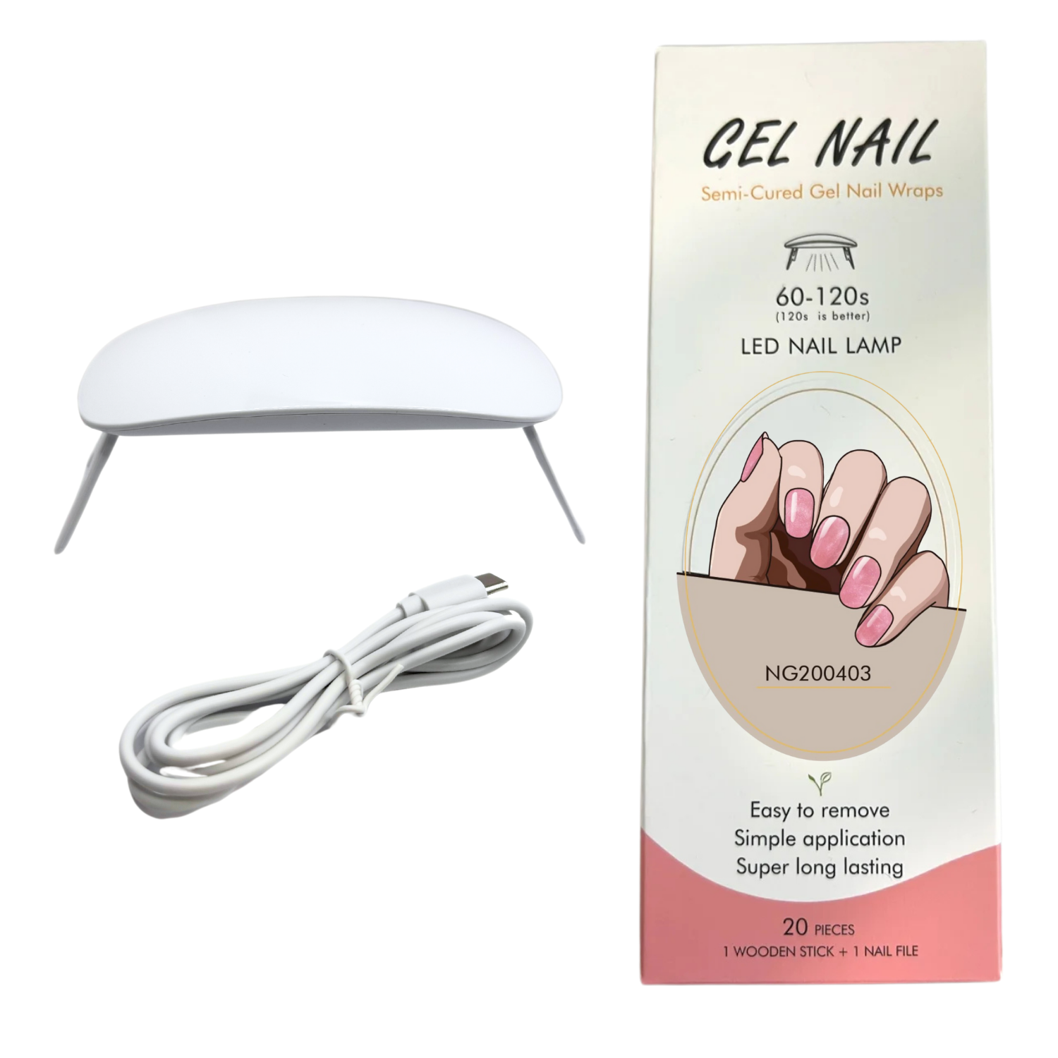 Pack Sticker Uñas Gel Autoadhesiva + Lámpara Uv Led 6w - Pink Rush -0