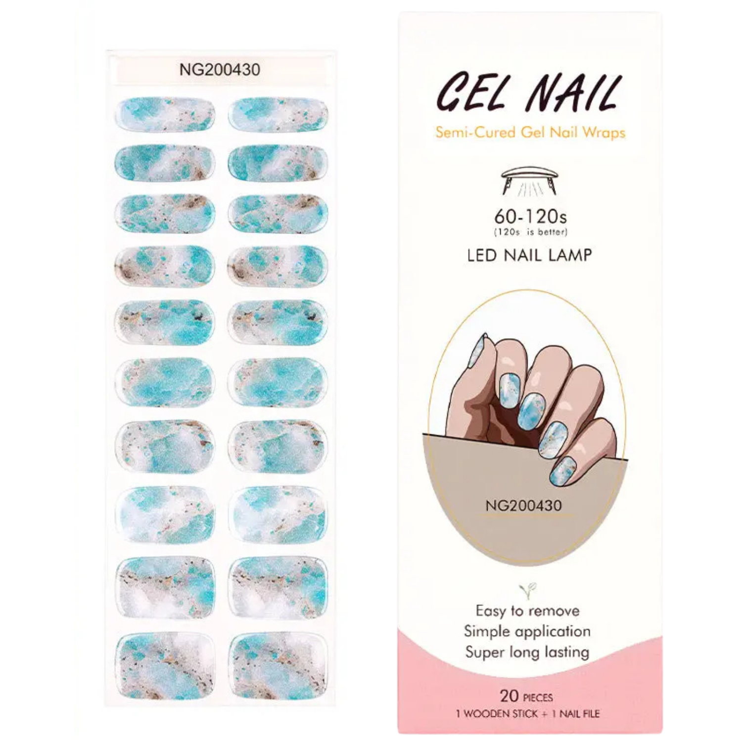 Uñas Gel Semi Curado, Azul Drive, Sticker Para Lampara Uv,-3