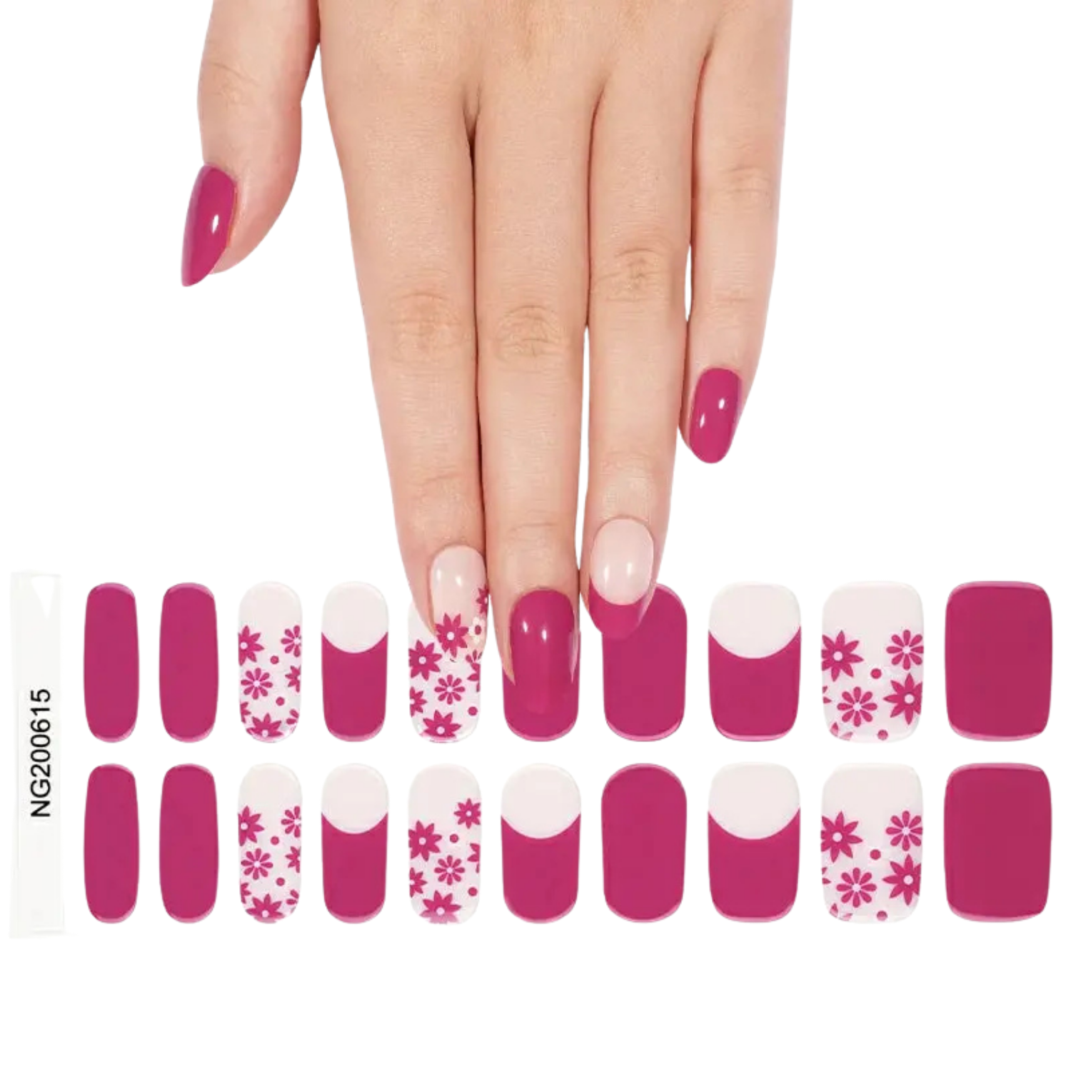 Uñas Gel Semi Curado Manicure - Fuscia primavera Floral-2