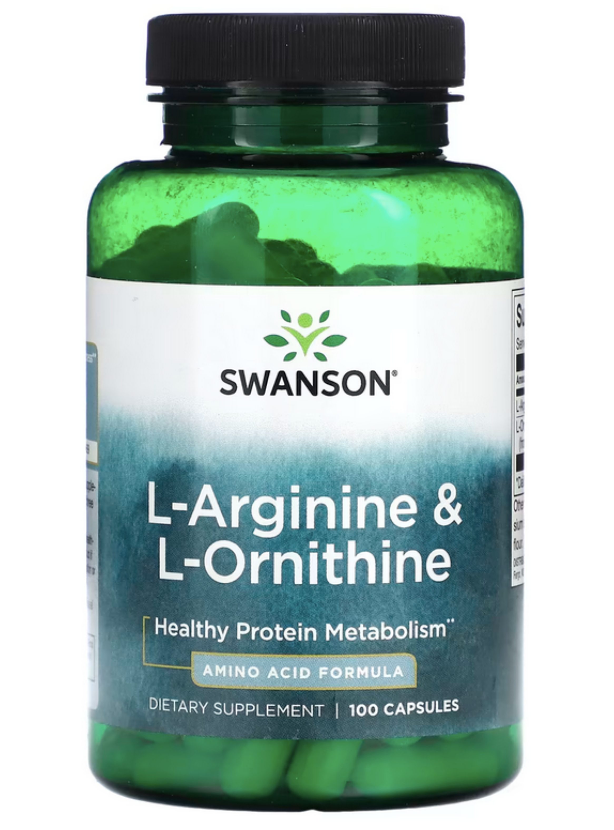 L-Arginina y L-Ornitina, 500 mg / 250 mg 100 cápsulas, Salud cardiovascular.-0