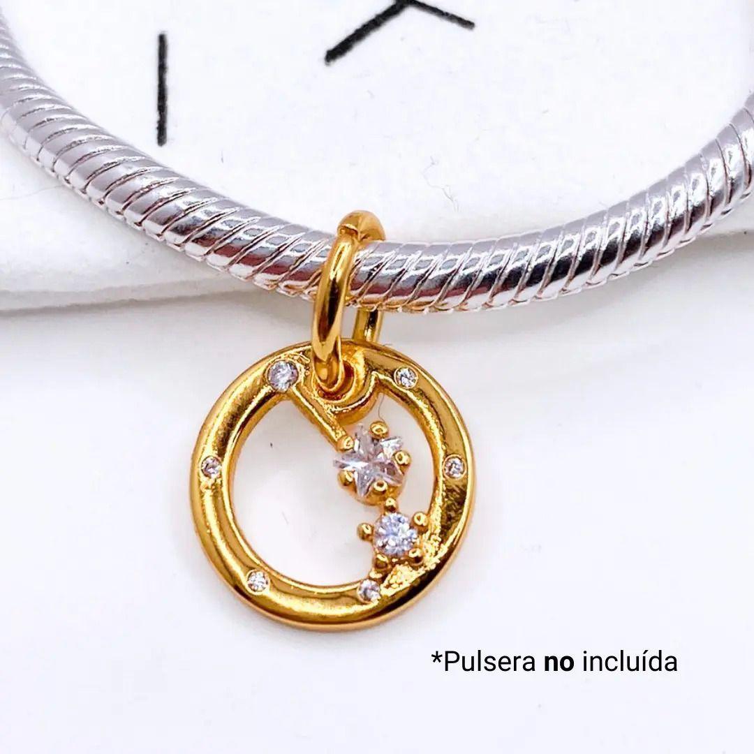 Charm Signo Zodiaco Aries, Plata 925, Oro 24k, Circonita Dor Dorado-2