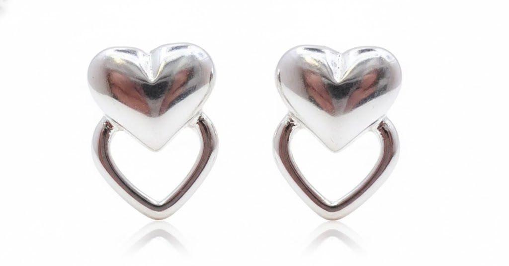 Aros Doble Corazón, Plata 925-2