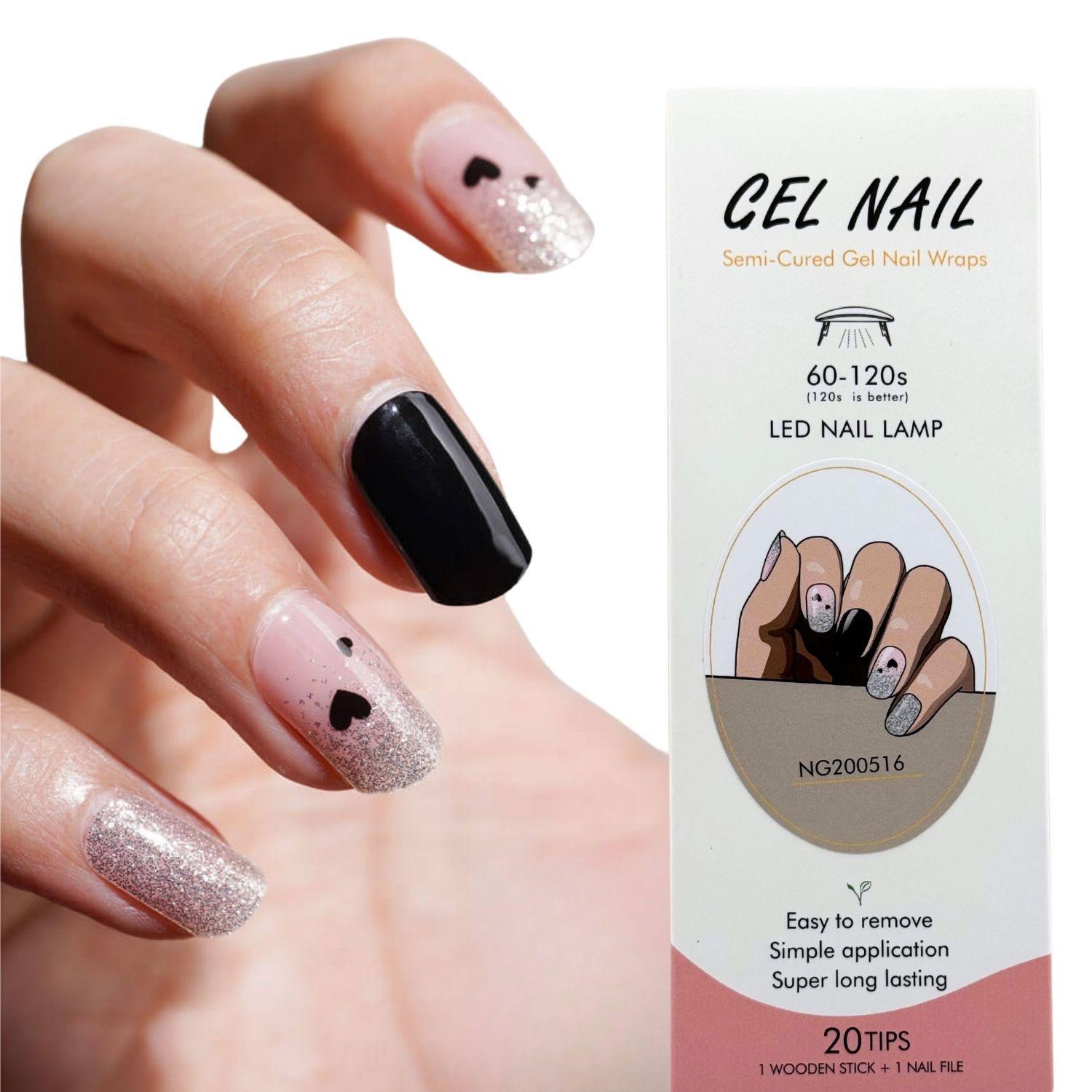 Pack Sticker Uñas Gel Autoadhesiva + Lámpara Uv Led 6w - Degradé Plateado a Nude -2