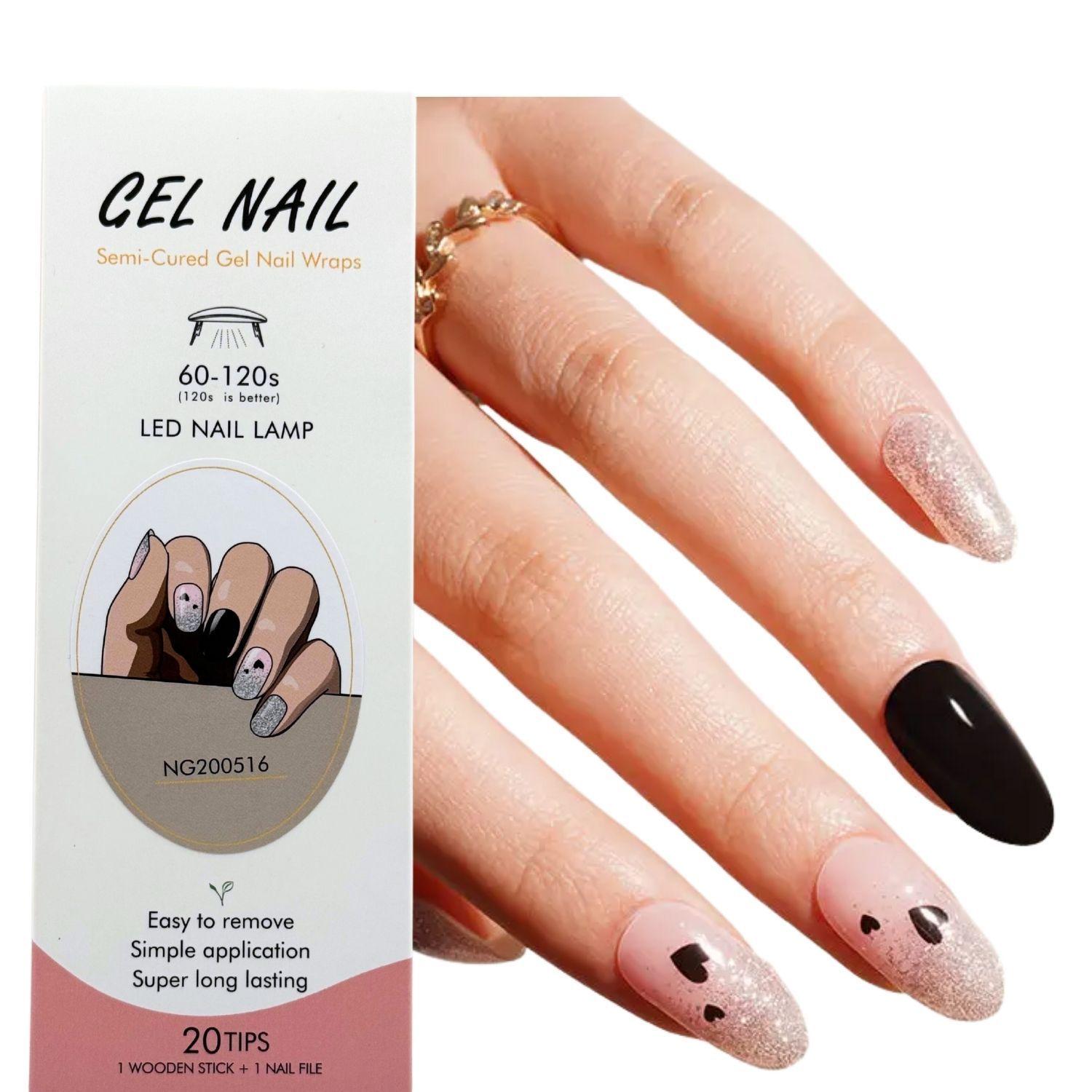 Pack Sticker Uñas Gel Autoadhesiva + Lámpara Uv Led 6w - Degradé Plateado a Nude -3