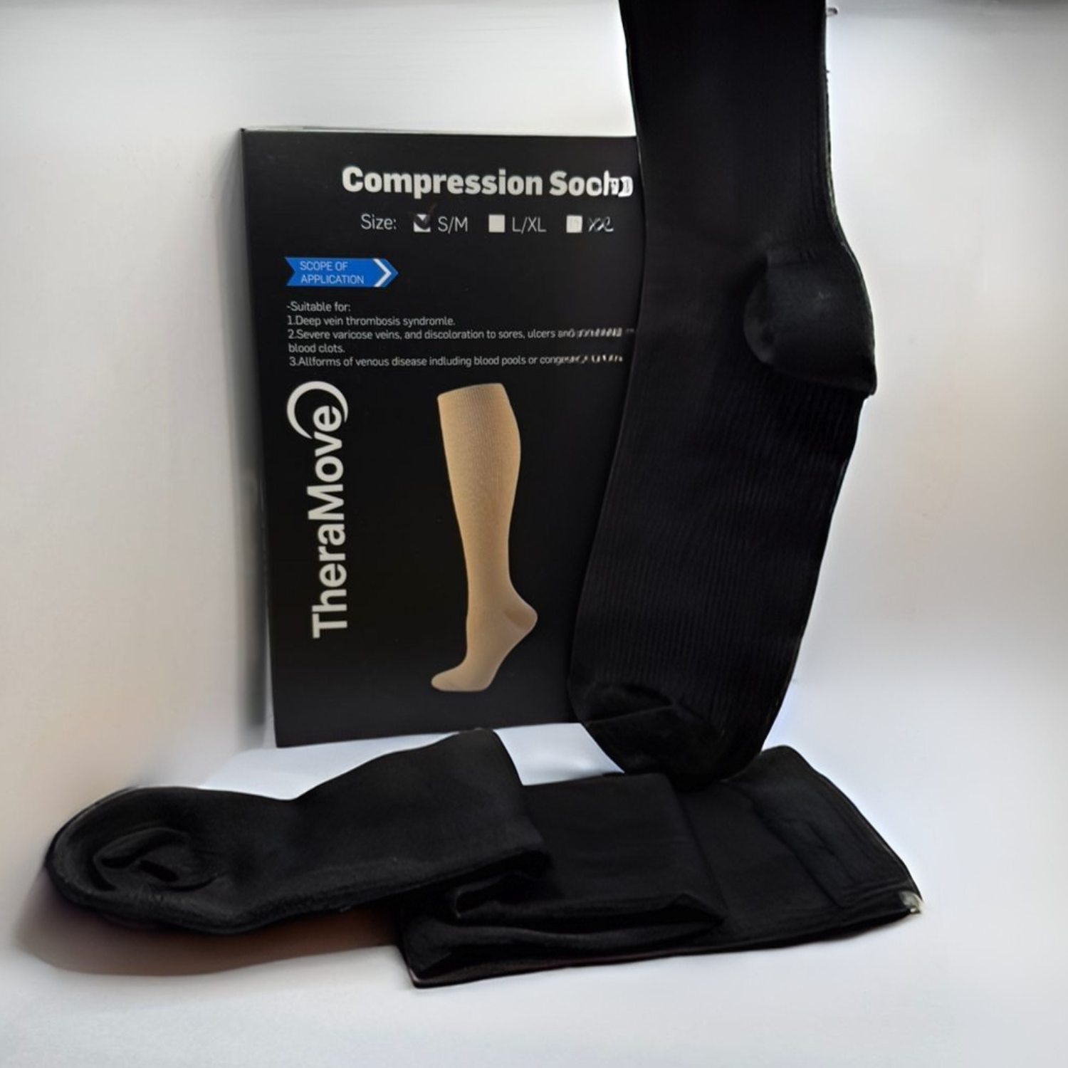 Calcetas Compresion Antifatiga Antivarices Talla L XL Negro-2
