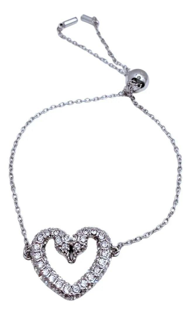Pulsera Cisnes Enamorados, Cristal Austriaco Circón, Regalo Plateado 6 Cm 19 Cm-0